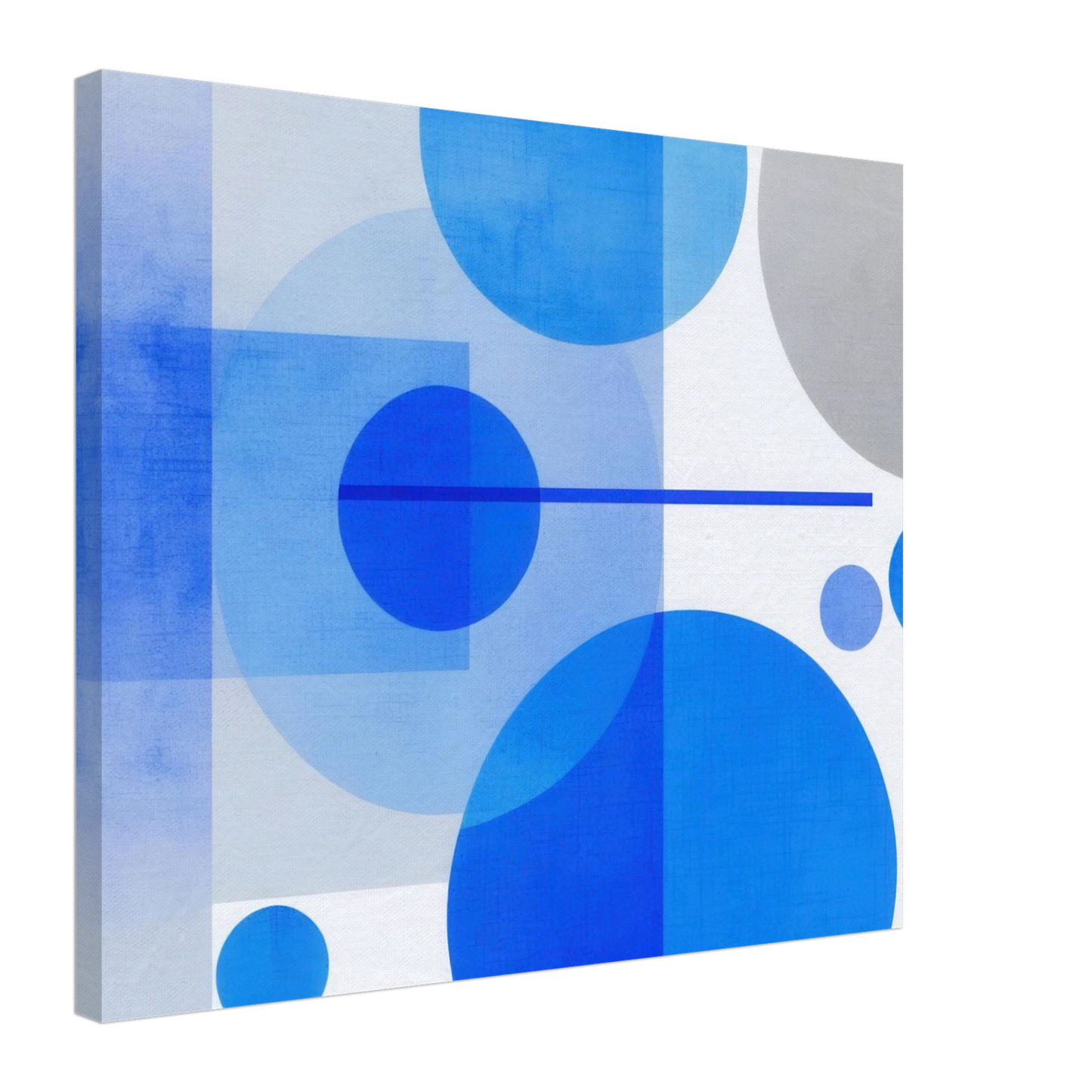 Wandbild geometrische abstraktion in koenigsblau und azur modernes dekor mit kreis rechteckformen