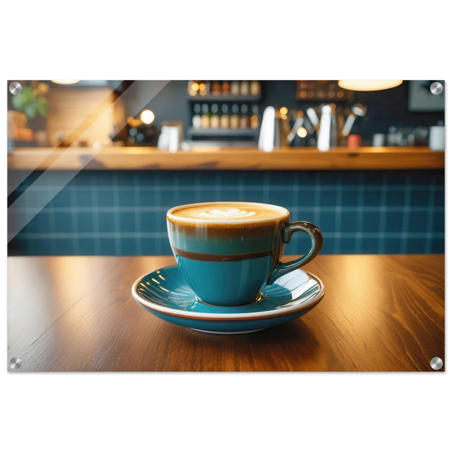 Wandbild deep teal latte einladende kaffeehaus atmosphaere fuer ihr zuhause in vielen groessen