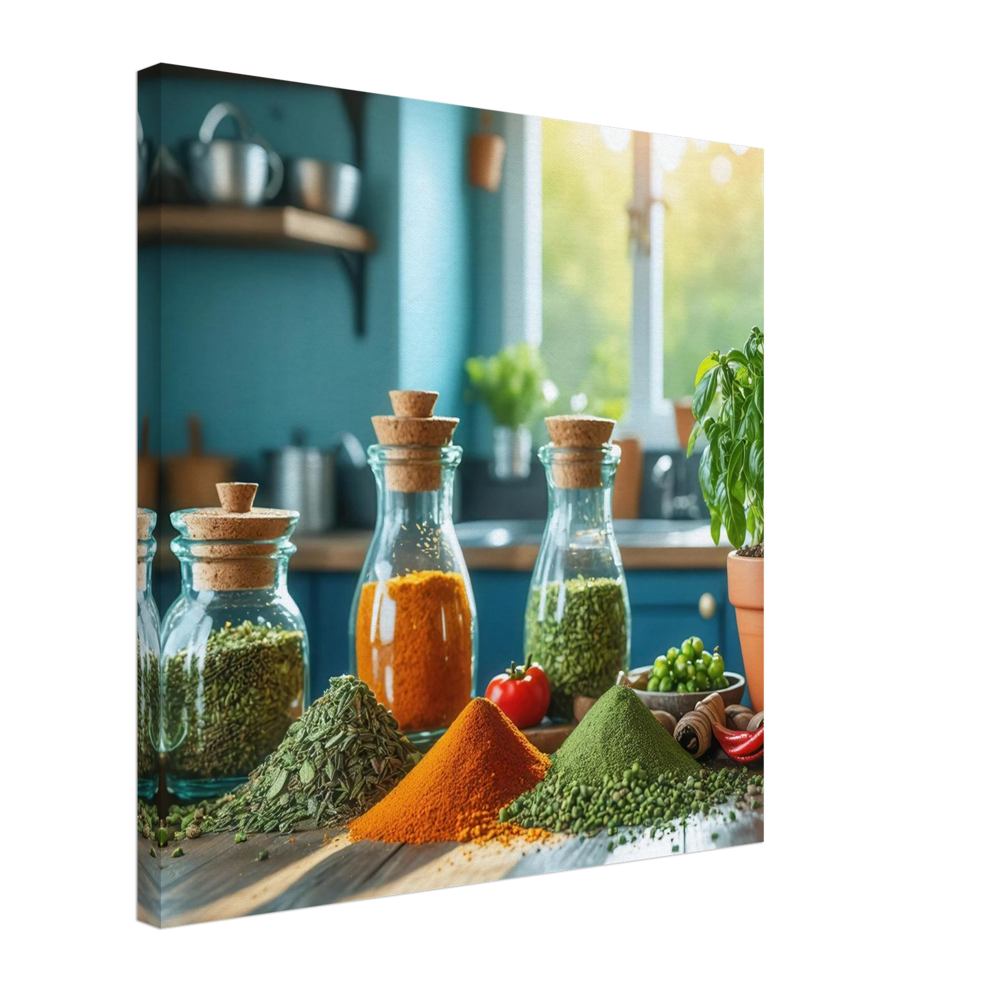 Wandbild lebendige kuechenkraeuter und gewuerze frische wuerze fuer ihr zuhause