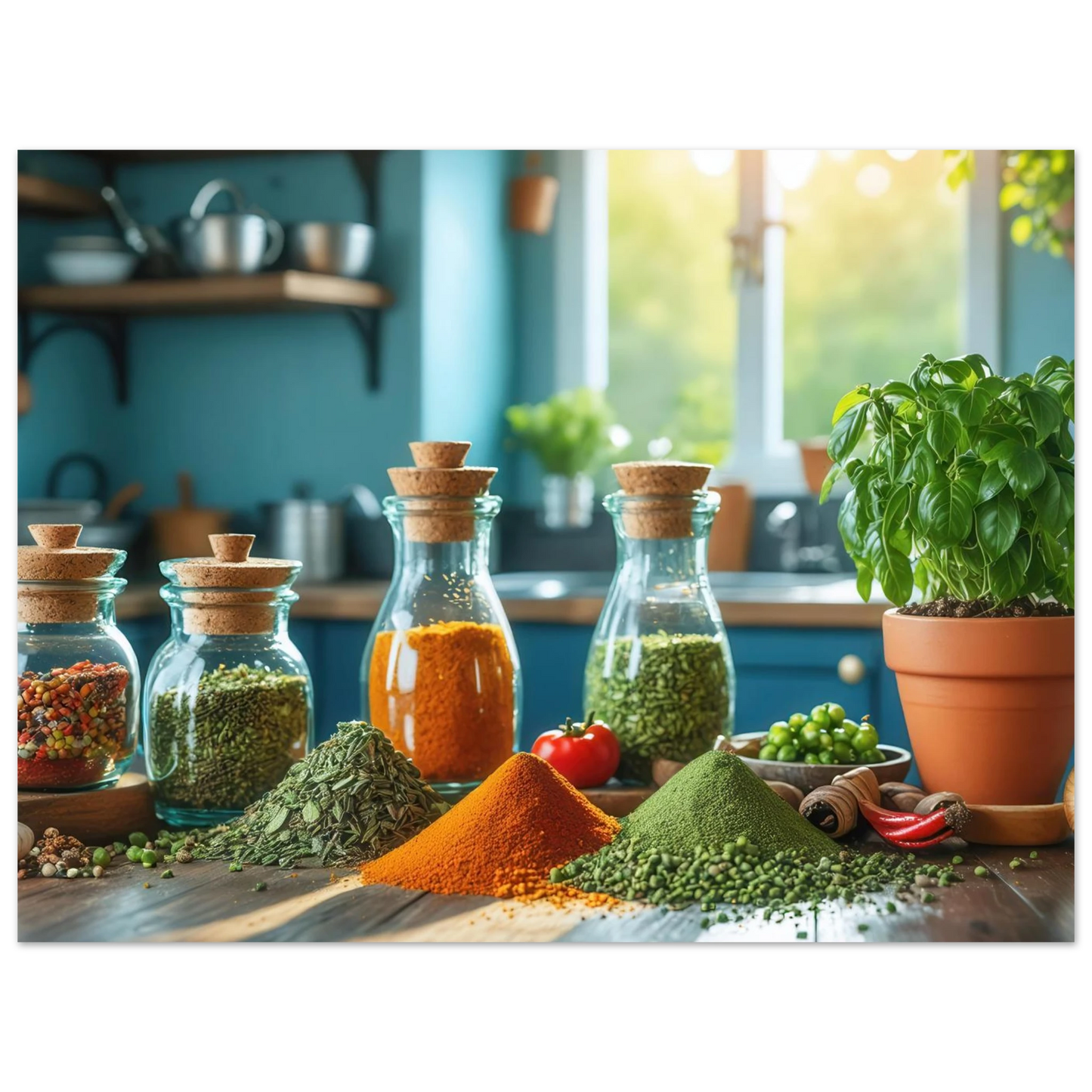 Wandbild lebendige kuechenkraeuter und gewuerze frische wuerze fuer ihr zuhause