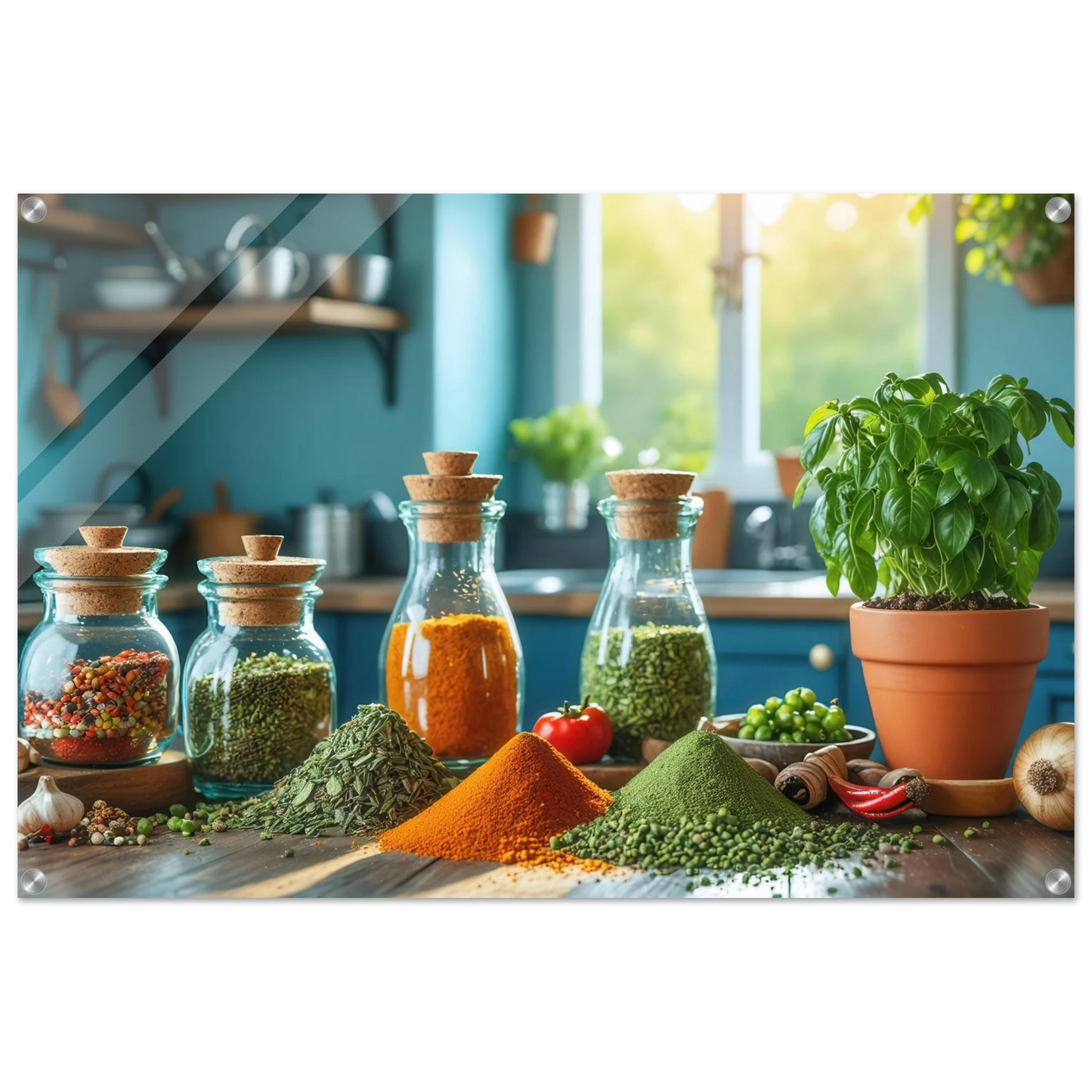Wandbild lebendige kuechenkraeuter und gewuerze frische wuerze fuer ihr zuhause