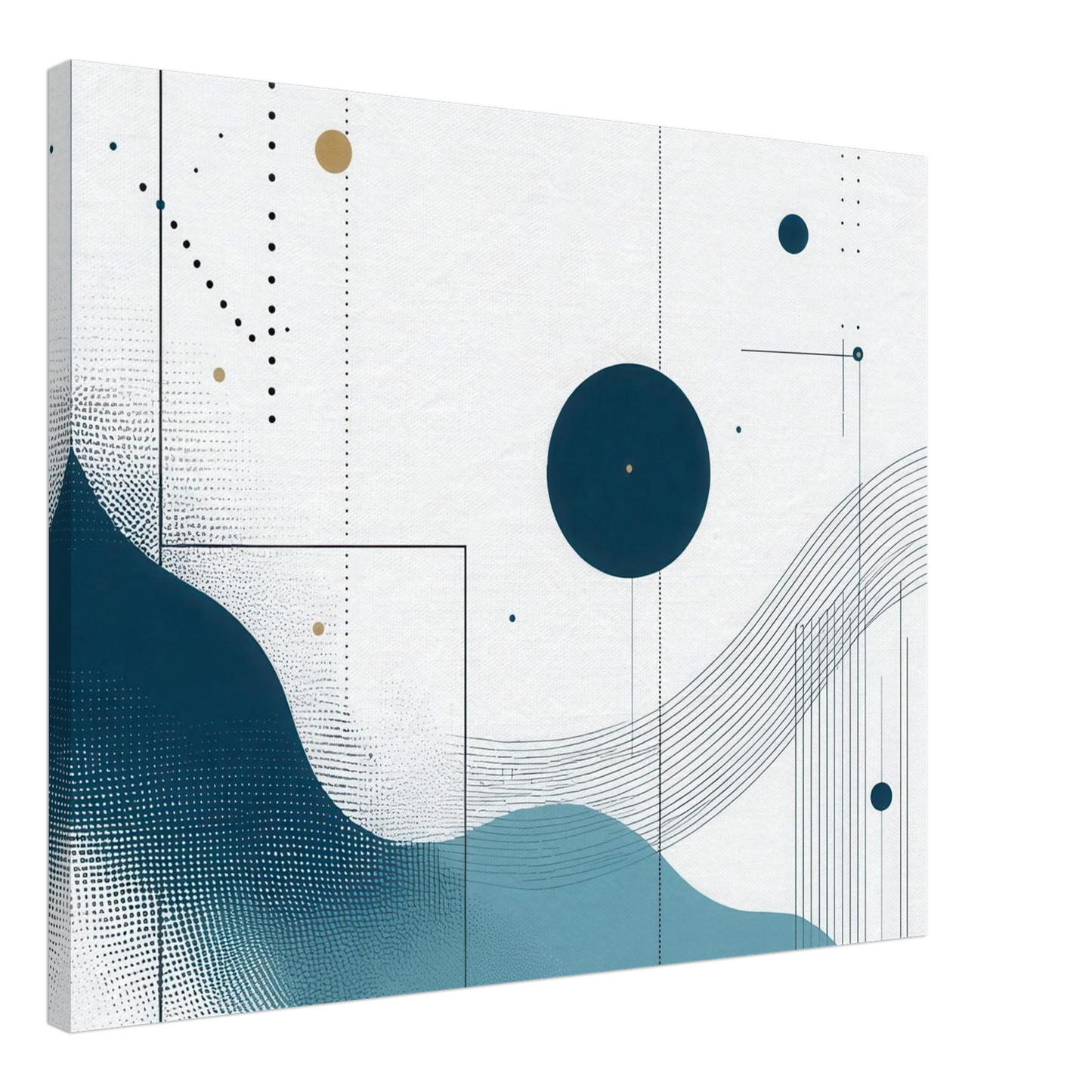 Wandbild deep sea rhythm abstrakte kunst in blau und goldtoenen in ihrer wunschgroesse