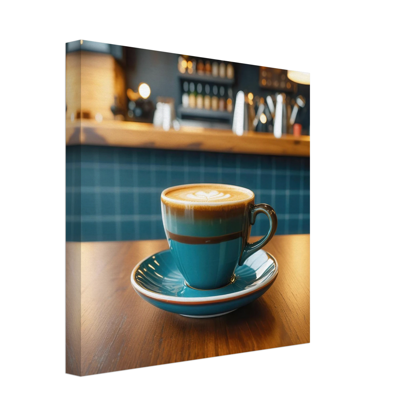 Wandbild deep teal latte einladende kaffeehaus atmosphaere fuer ihr zuhause in vielen groessen