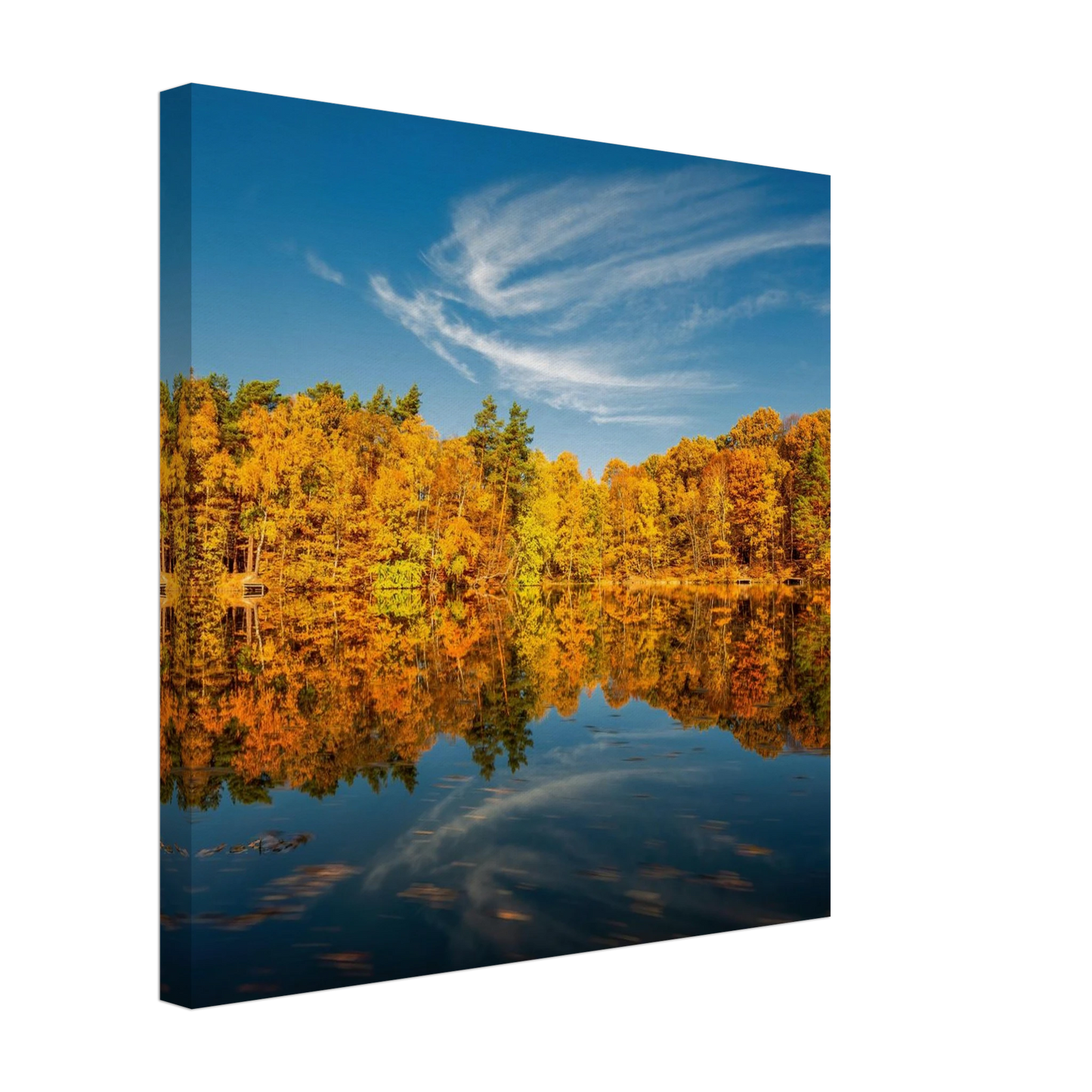 Wandbild herbstliche see symphonie atemberaubende waldspiegelung an einem sonnigen herbsttag