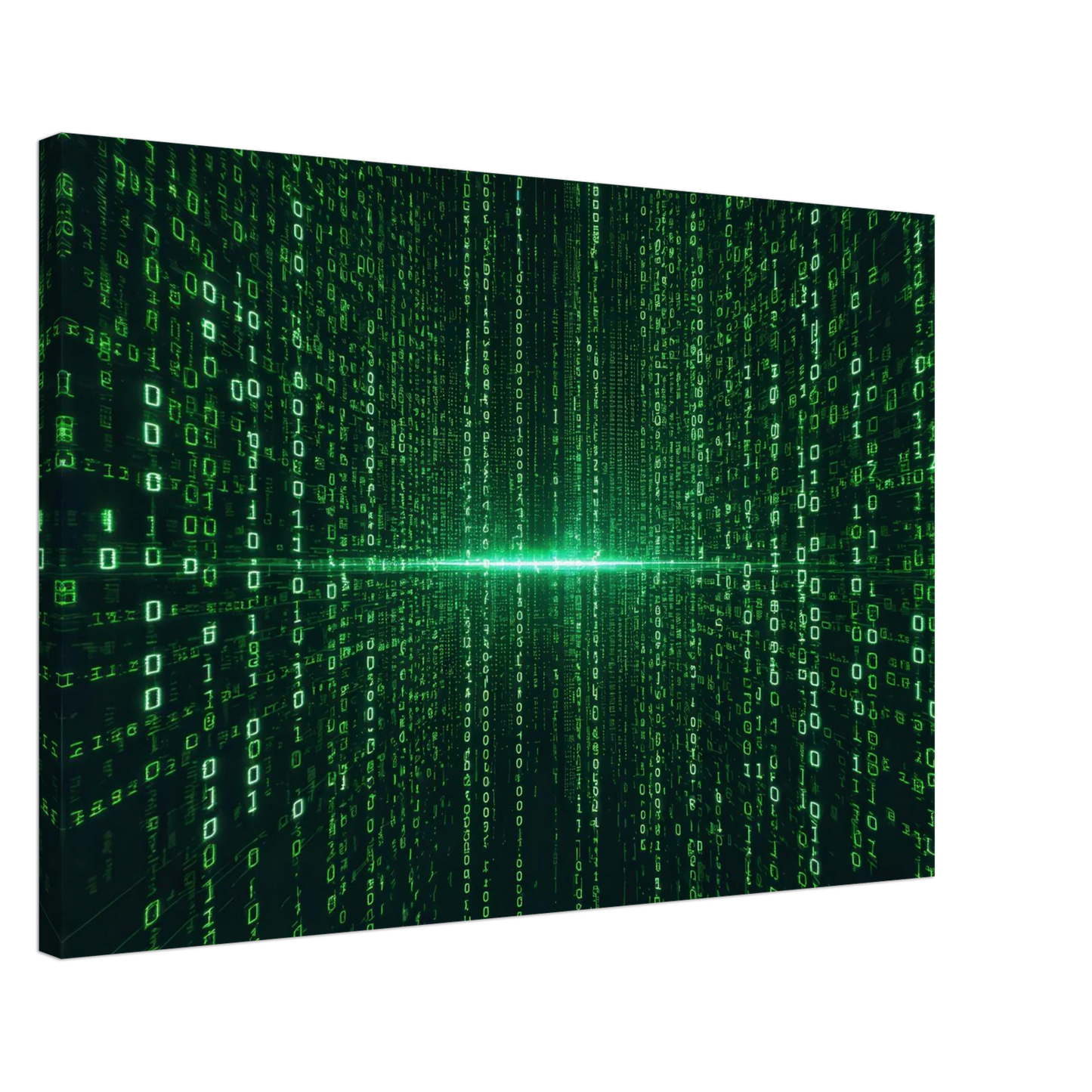 Wandbild digital matrix art gruene binaercode illusion fuer ihr zuhause oder buero erhaeltlich in vielen groessen