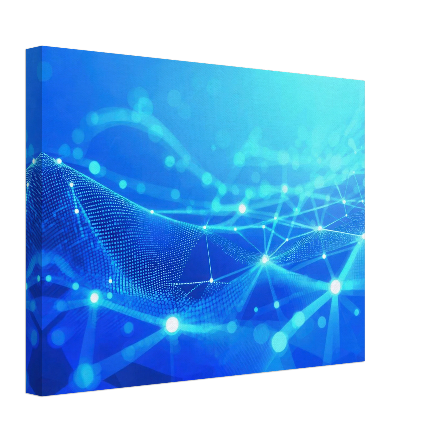Wandbild deep blue connected world abstraktes cyberpunk netzwerk fuer moderne raeume in vielen groessen