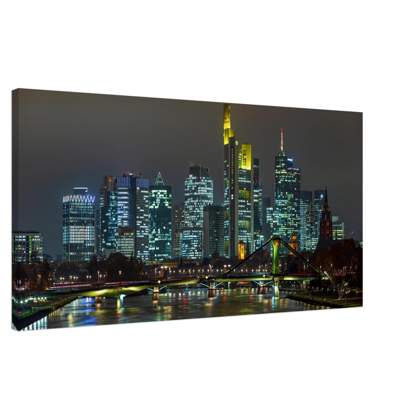 Wandbild frankfurt skyline bei nacht lebendige stadtlandschaft fuer ihr zuhause in vielen groessen