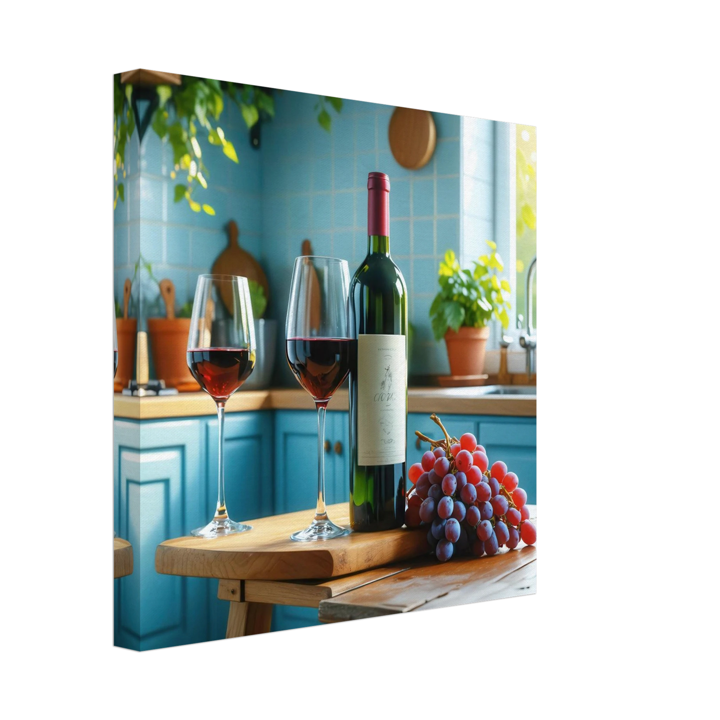 Wandbild weinabend idylle lebendige kueche mit wein trauben fuer ihre traumgroesse