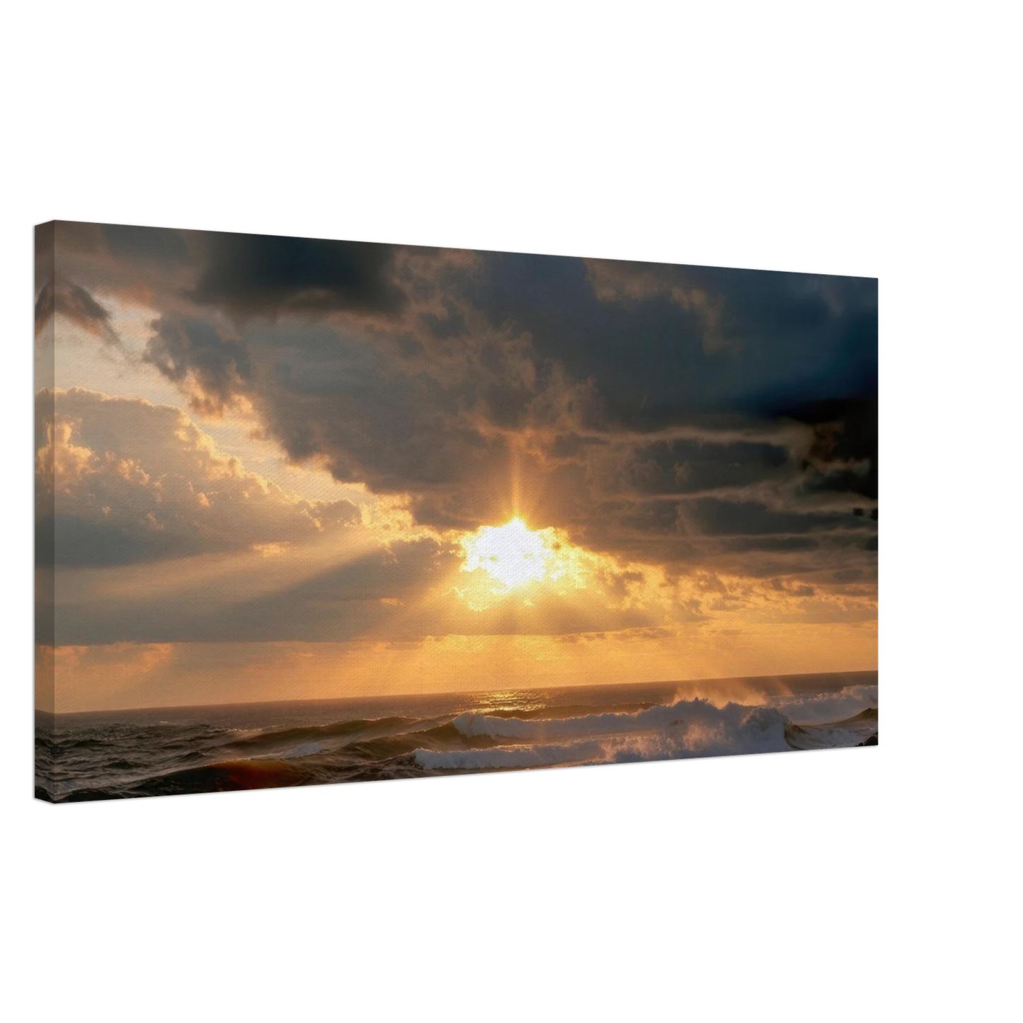 Wandbild dramatischer ozean sonnenuntergang kuestenkunst in ihrer wunschgroesse