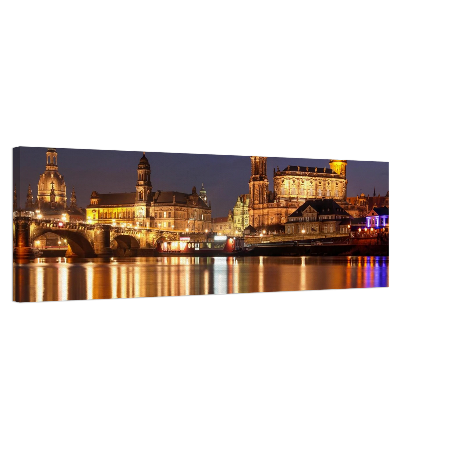 Wandbild dresden bei nacht eine malerische flusslandschaft in leuchtendem gold und azur