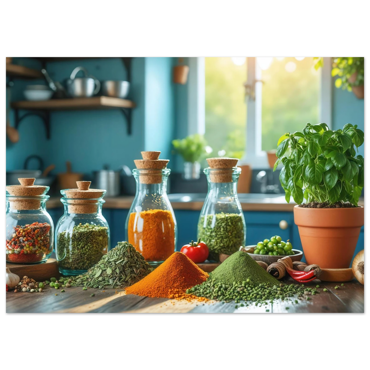 Wandbild lebendige kuechenkraeuter und gewuerze frische wuerze fuer ihr zuhause