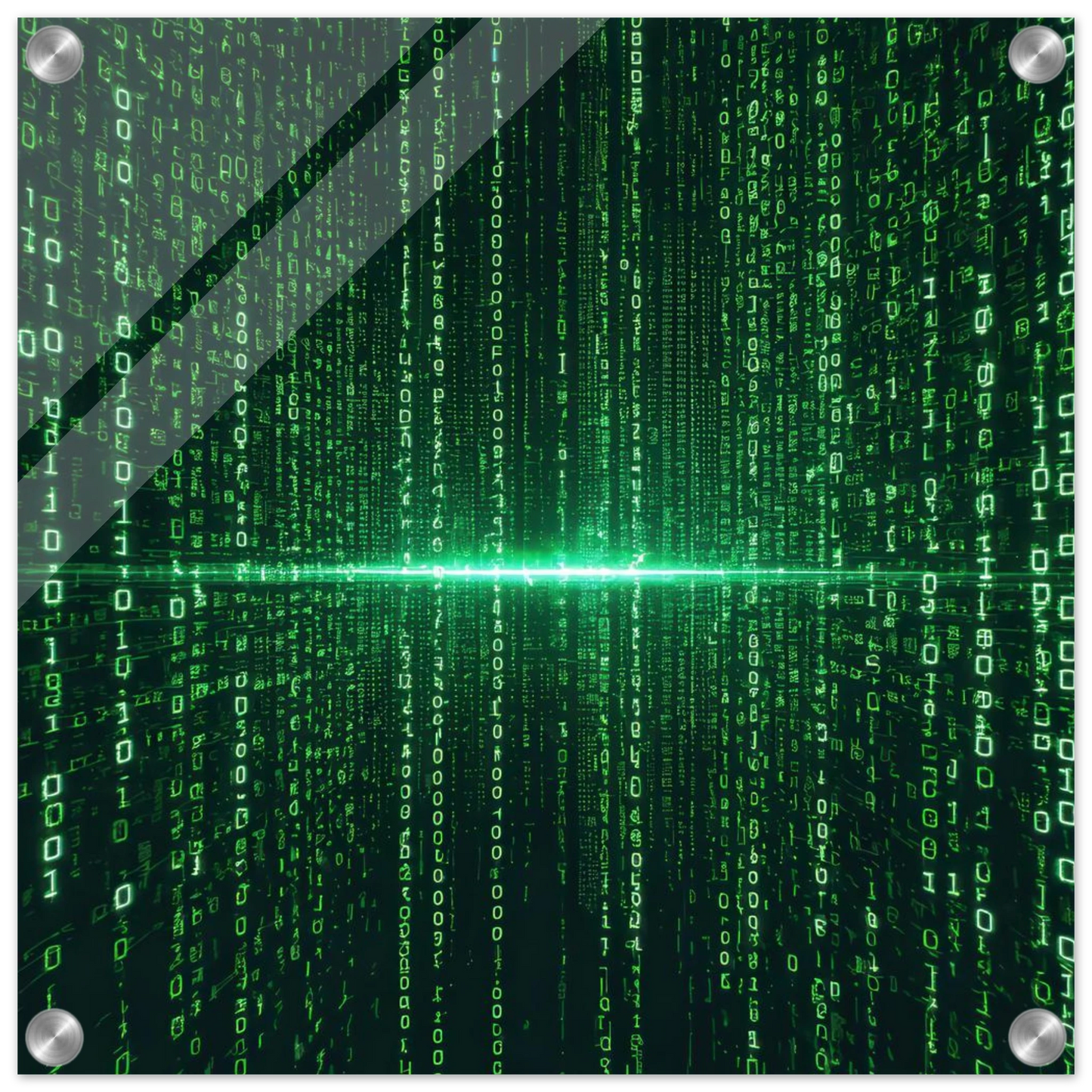 Wandbild digital matrix art gruene binaercode illusion fuer ihr zuhause oder buero erhaeltlich in vielen groessen