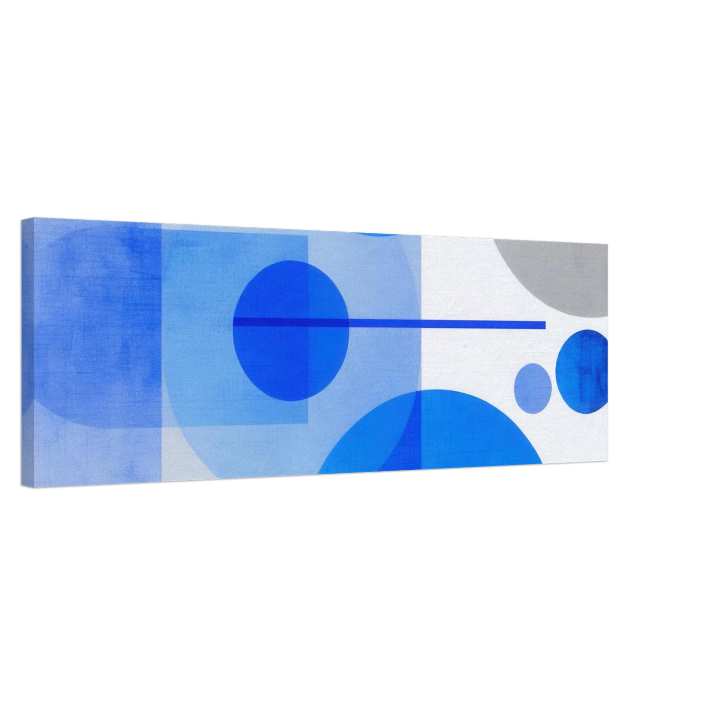 Wandbild geometrische abstraktion in koenigsblau und azur modernes dekor mit kreis rechteckformen