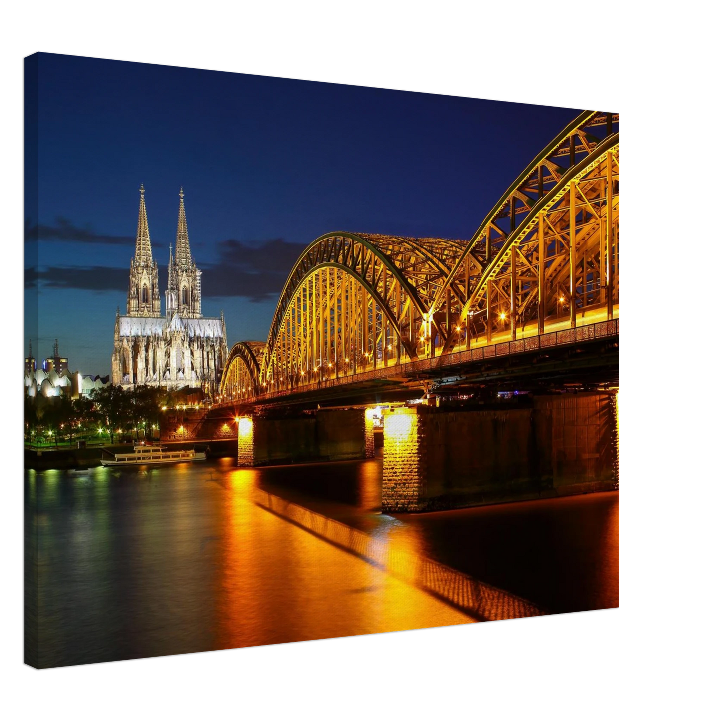 Wandbild koelner dom hohenzollernbruecke bei nacht majestaetisches stadtnachtlicht in verschiedenen groessen