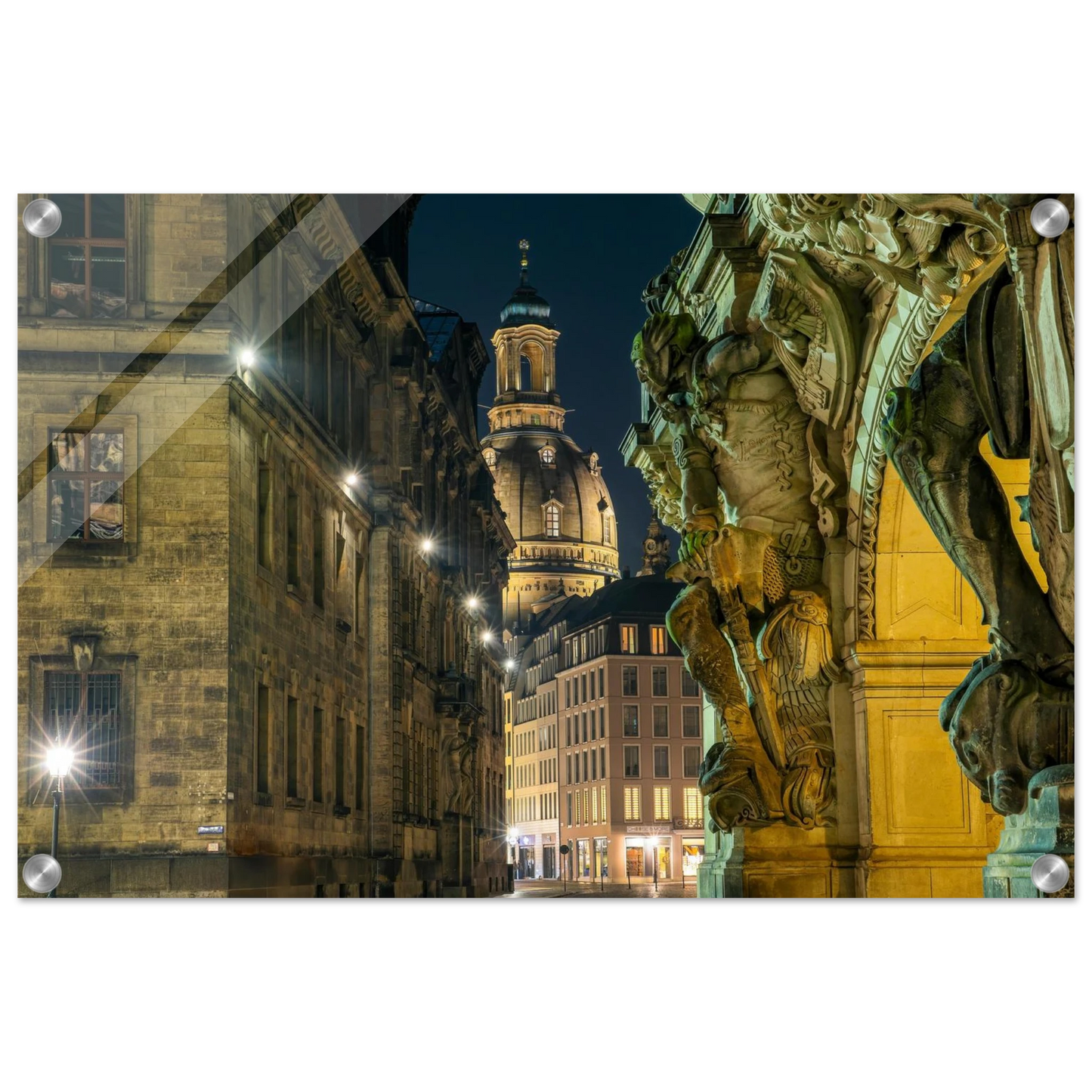 Wandbild dresden altstadt nachtansicht historische architektur als kunstdruck in vielen groessen