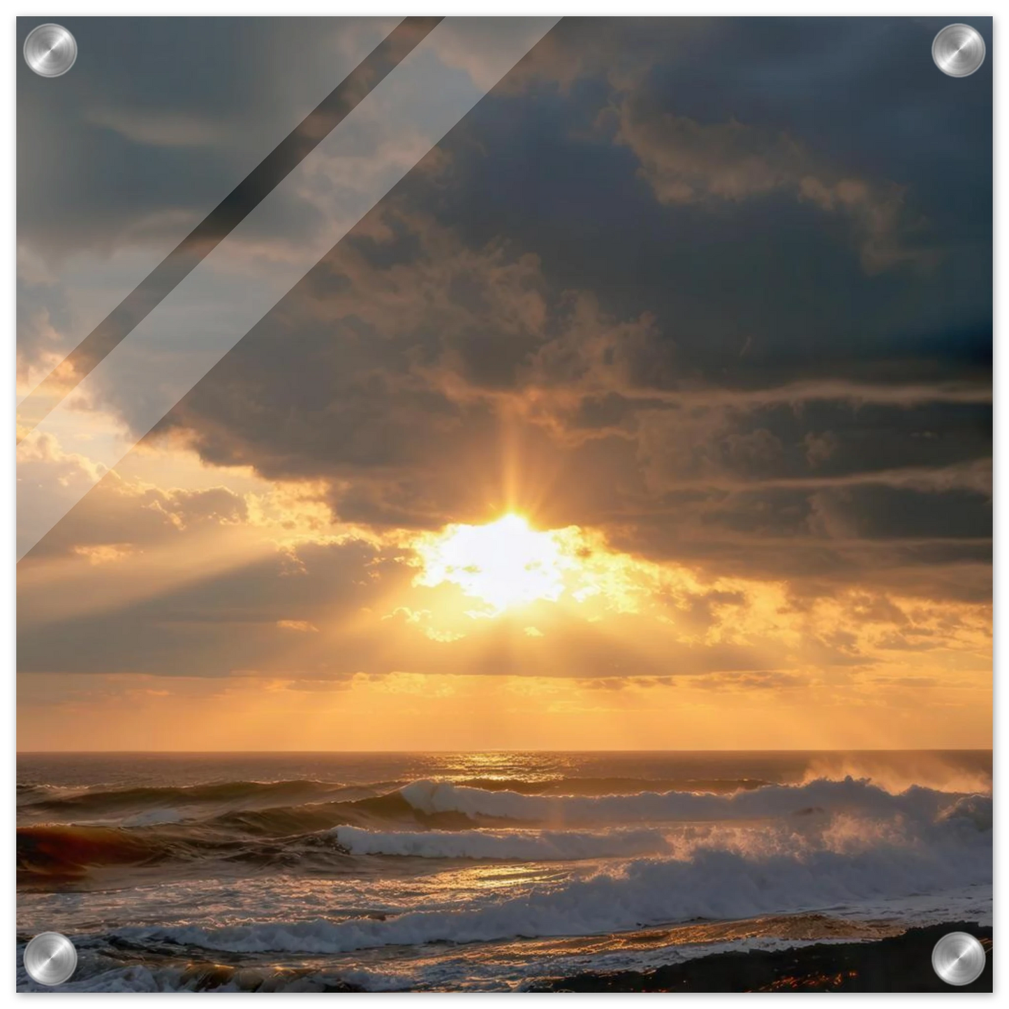 Wandbild dramatischer ozean sonnenuntergang kuestenkunst in ihrer wunschgroesse
