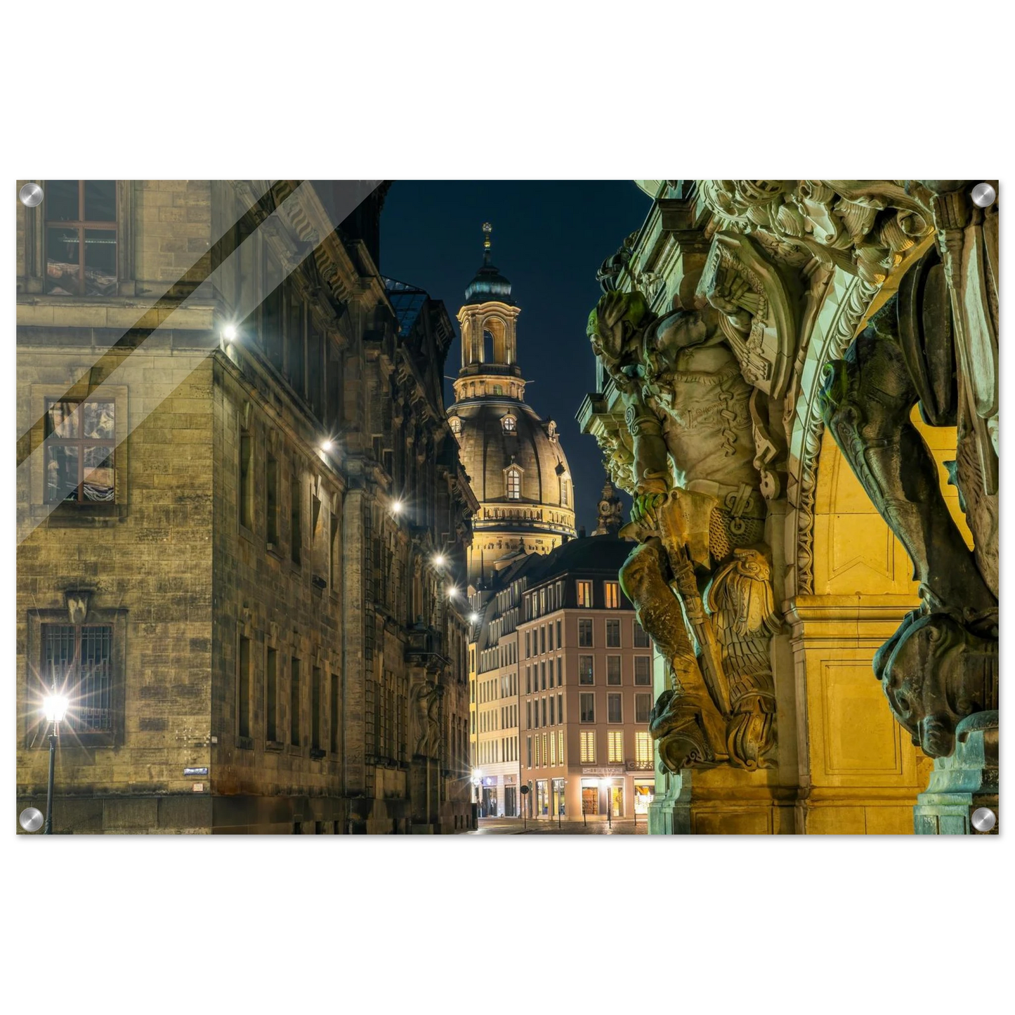 Wandbild dresden altstadt nachtansicht historische architektur als kunstdruck in vielen groessen