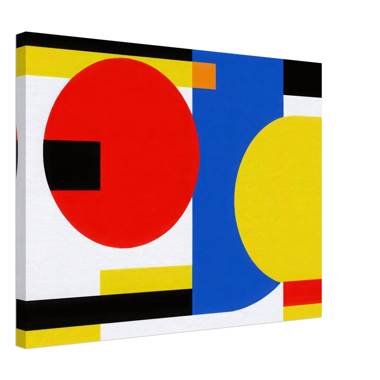 Wandbild bauhaus inspirierte komposition in leuchtendem rot blau gelb abstrakte kunst fuer ihr zuhause