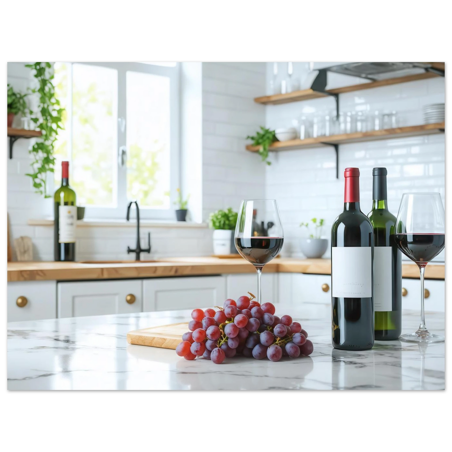 Wandbild wein trauben elegantes kuechenambiente fuer ihr zuhause