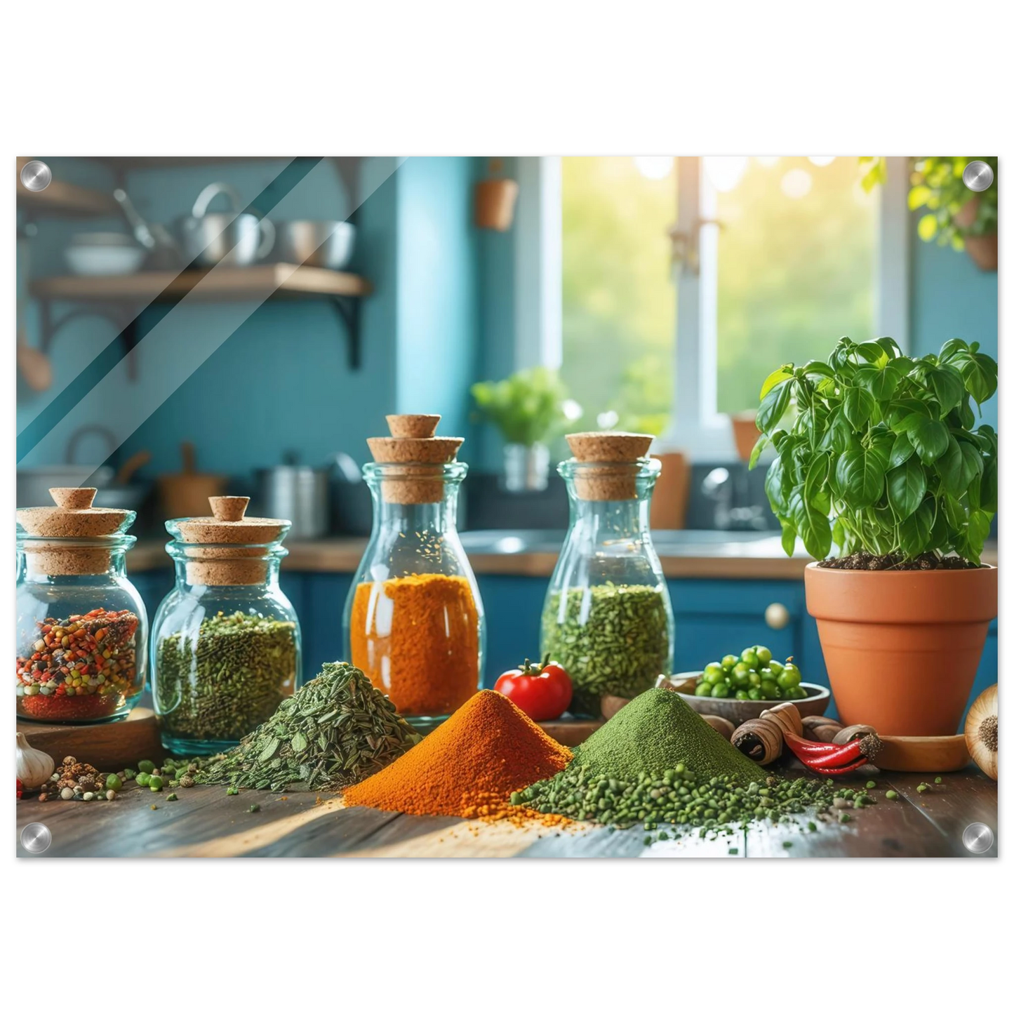 Wandbild lebendige kuechenkraeuter und gewuerze frische wuerze fuer ihr zuhause