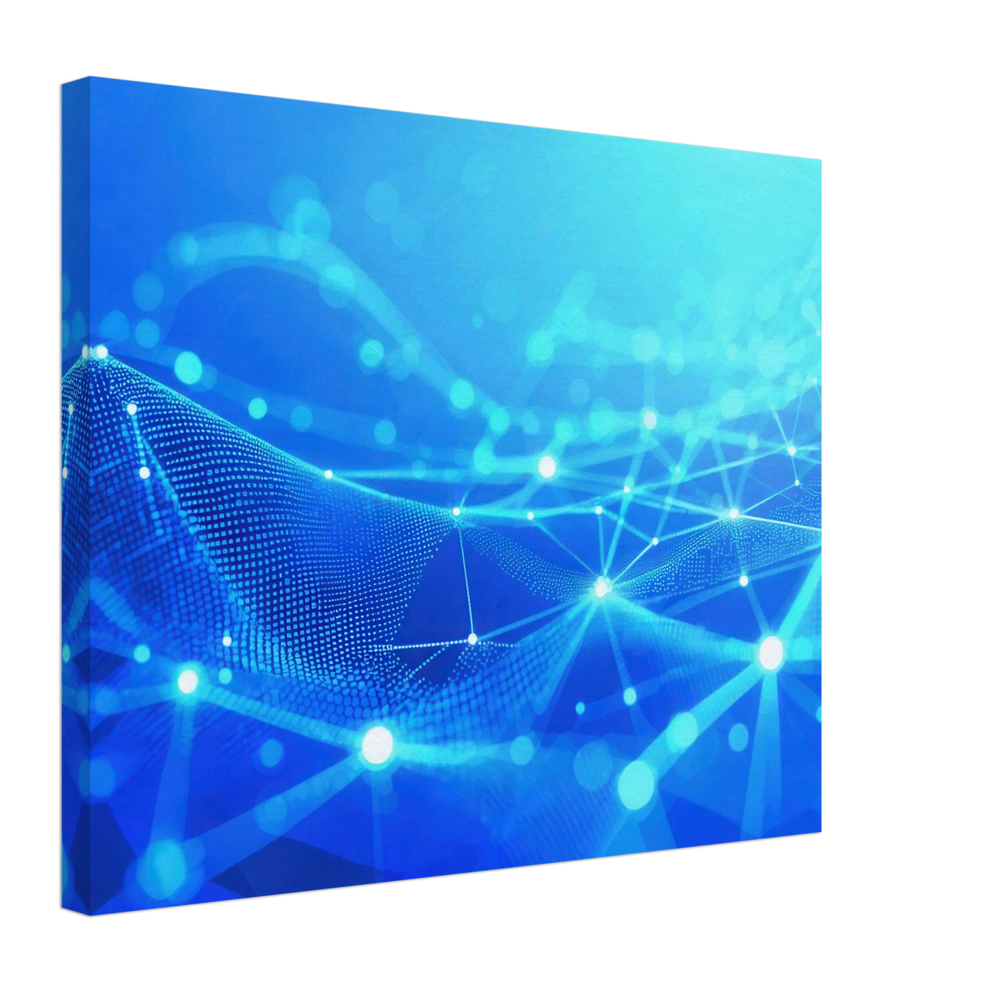 Wandbild deep blue connected world abstraktes cyberpunk netzwerk fuer moderne raeume in vielen groessen
