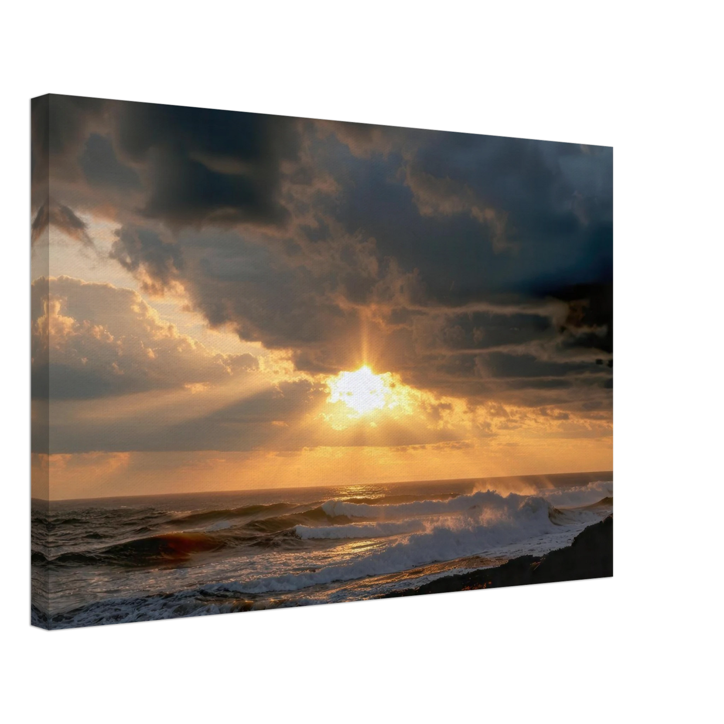 Wandbild dramatischer ozean sonnenuntergang kuestenkunst in ihrer wunschgroesse