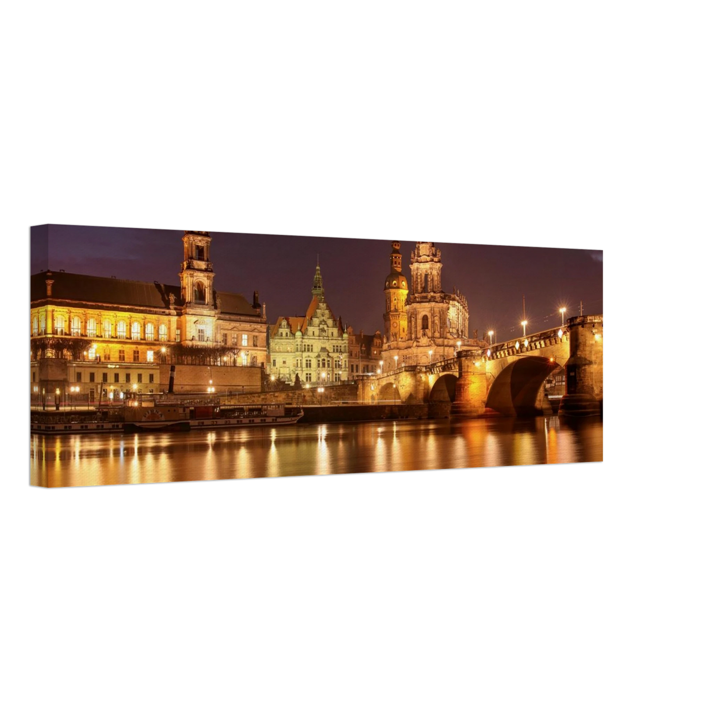 Wandbild dresden elbufer bei nacht ein malerisches stadtbild mit bruecken und gebaeuden erhaeltlich in vielen groessen