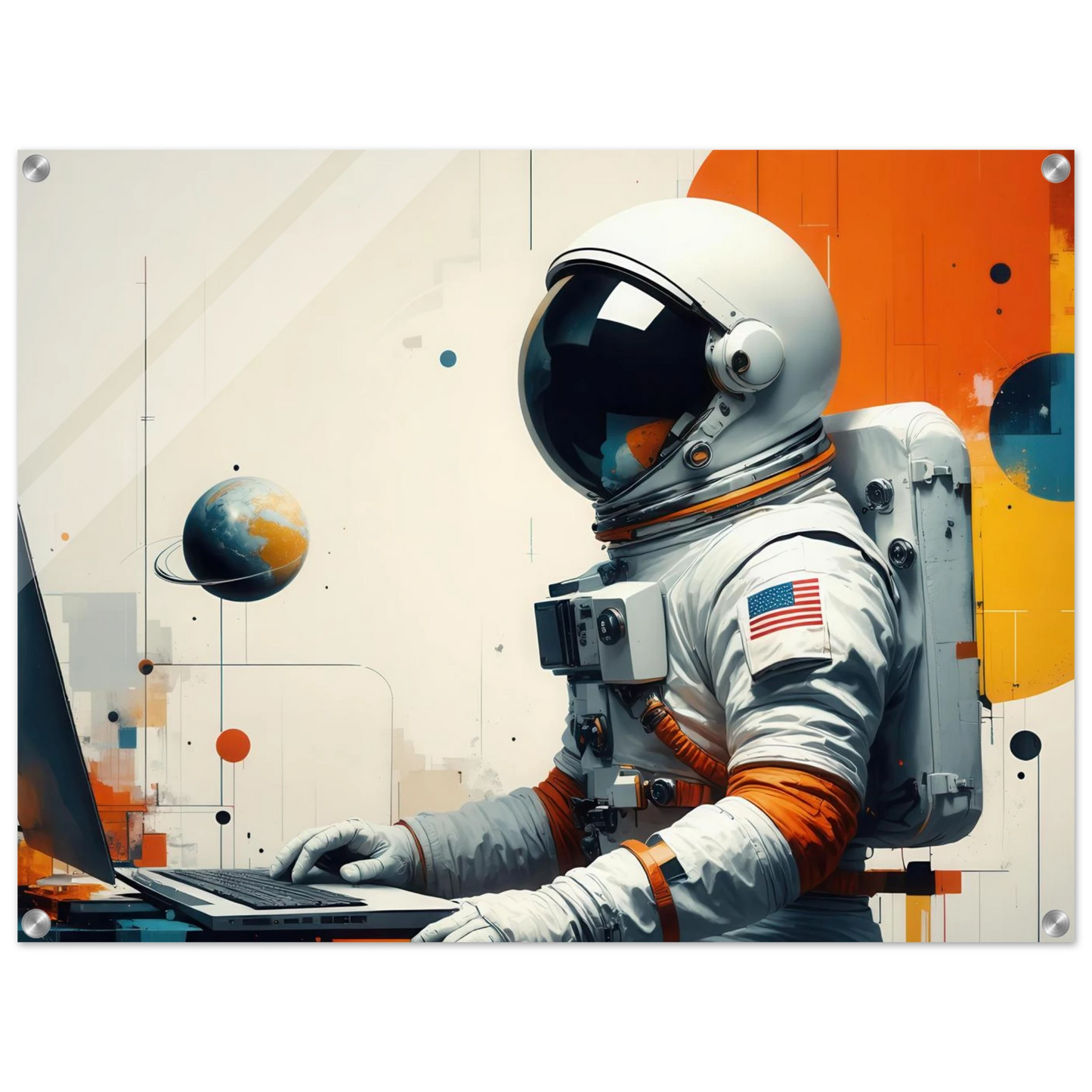 Wandbild cosmic coder astronaut bei der arbeit sci fi kunst fuer dein zuhause in verschiedenen groessen
