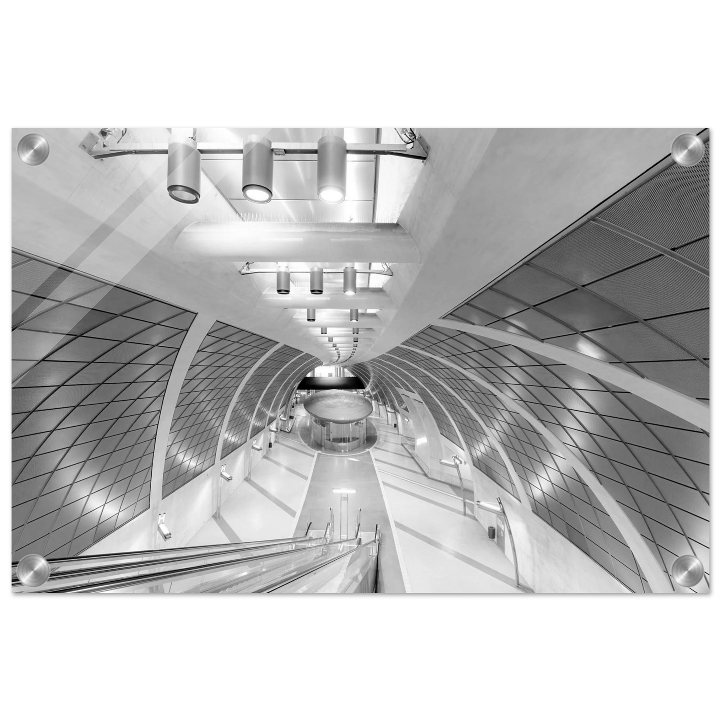 Wandbild futuristische u bahn station moderne architektur in schwarz weiss als wandkunst
