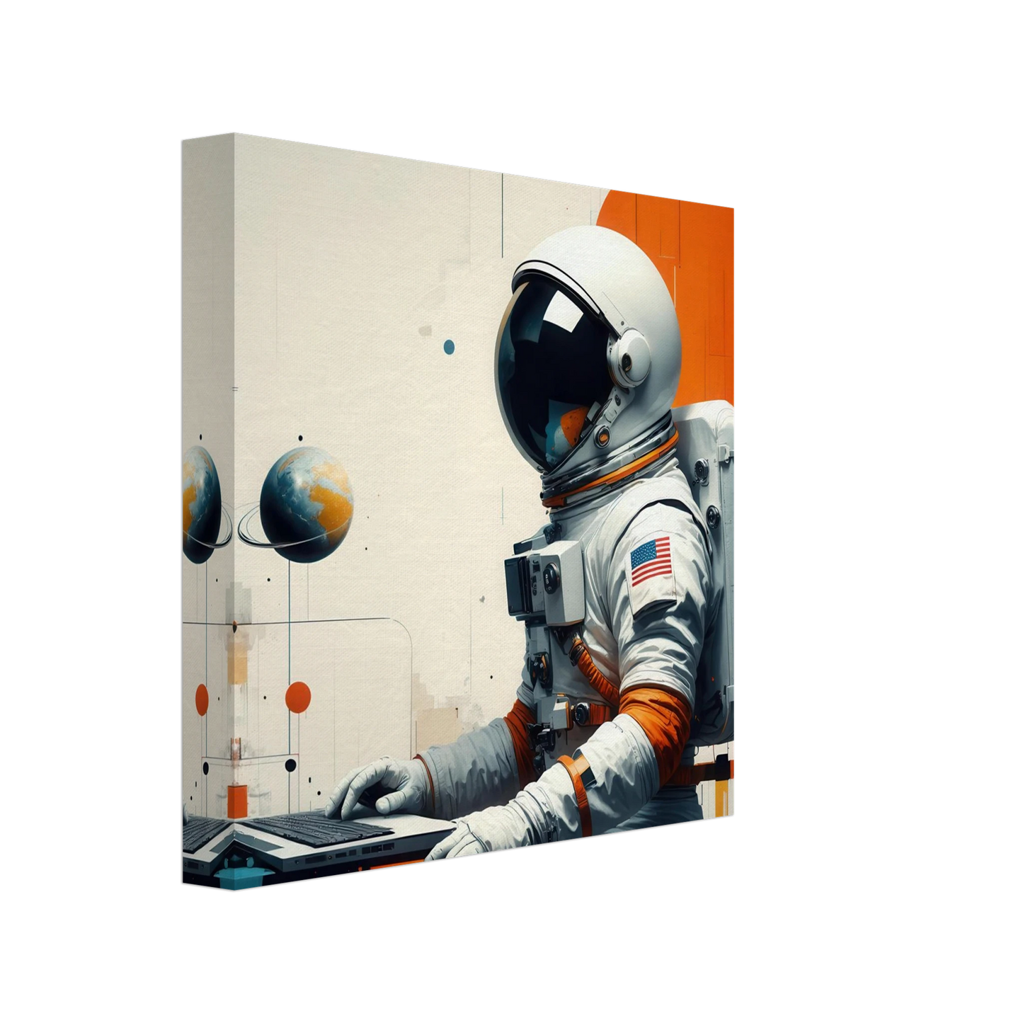 Wandbild cosmic coder astronaut bei der arbeit sci fi kunst fuer dein zuhause in verschiedenen groessen