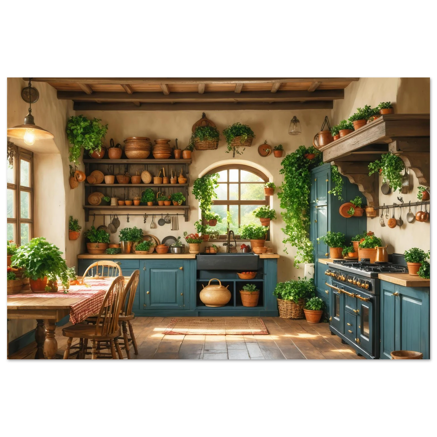 Wandbild rustikale kuechenidylle sonniges landhaus flair fuer ihr zuhause