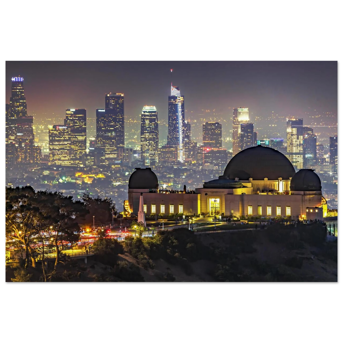 Wandbild los angeles nachthimmel griffith observatorium mit stadtpanorama erlebe das leuchten der stadt