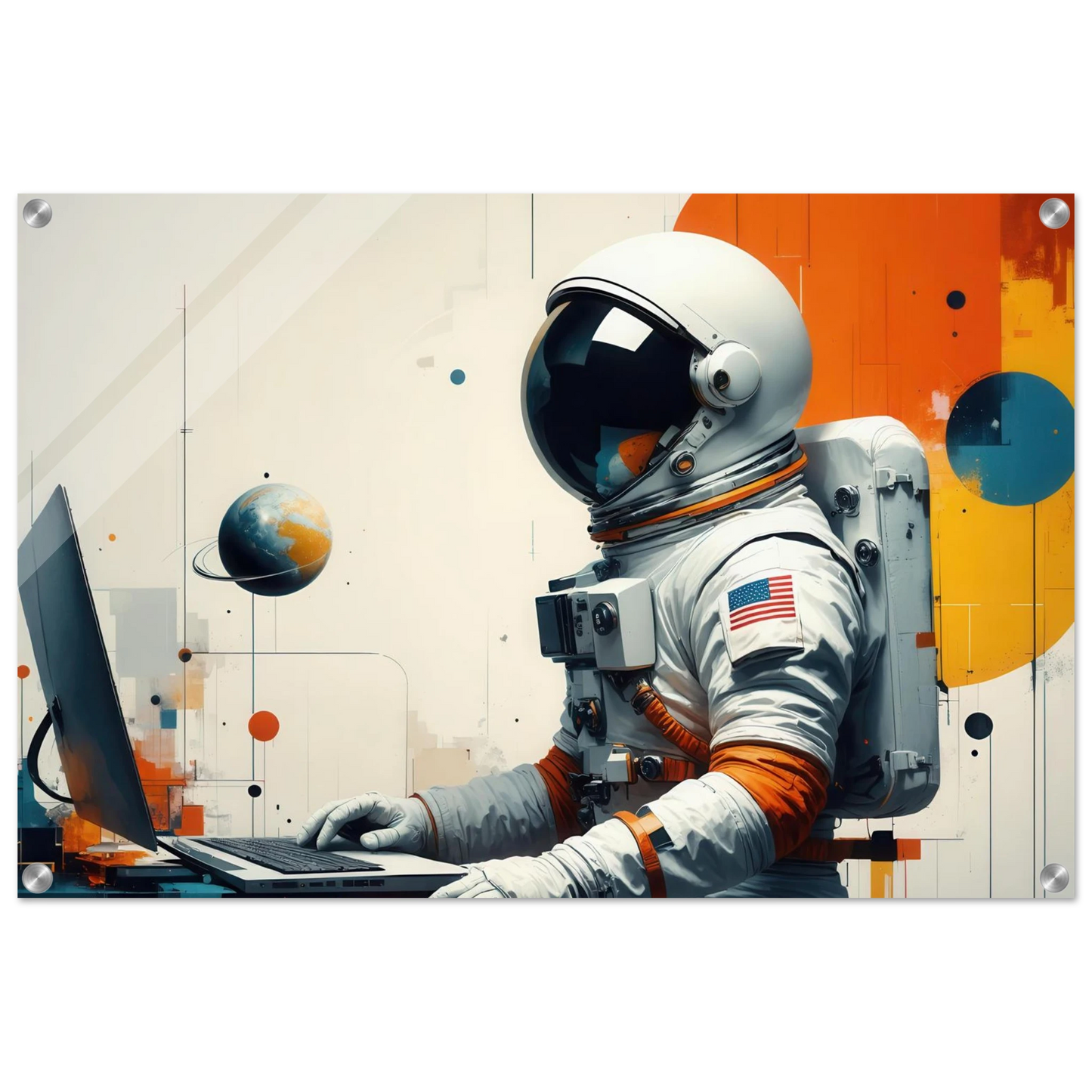 Wandbild cosmic coder astronaut bei der arbeit sci fi kunst fuer dein zuhause in verschiedenen groessen