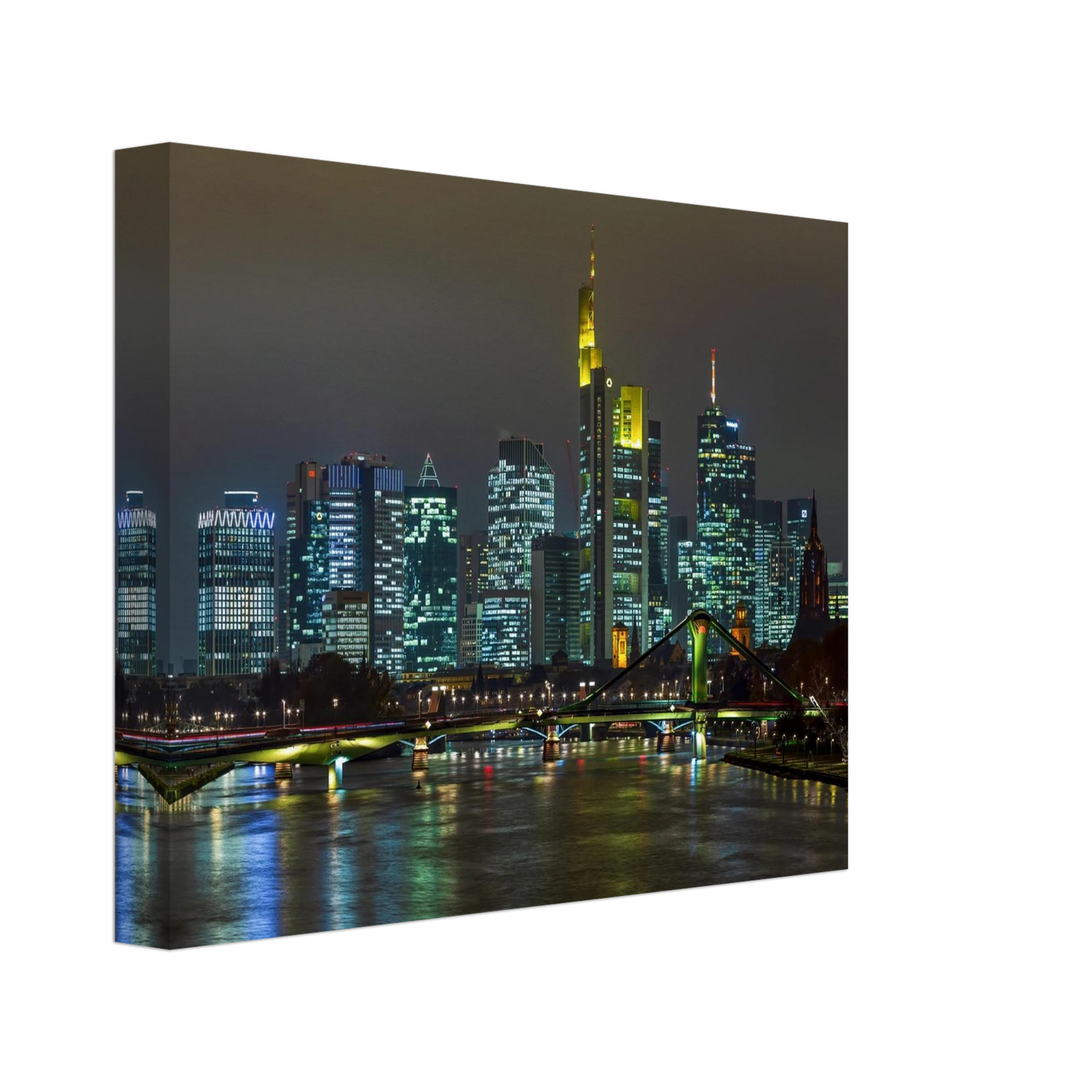 Wandbild frankfurt skyline bei nacht lebendige stadtlandschaft fuer ihr zuhause in vielen groessen