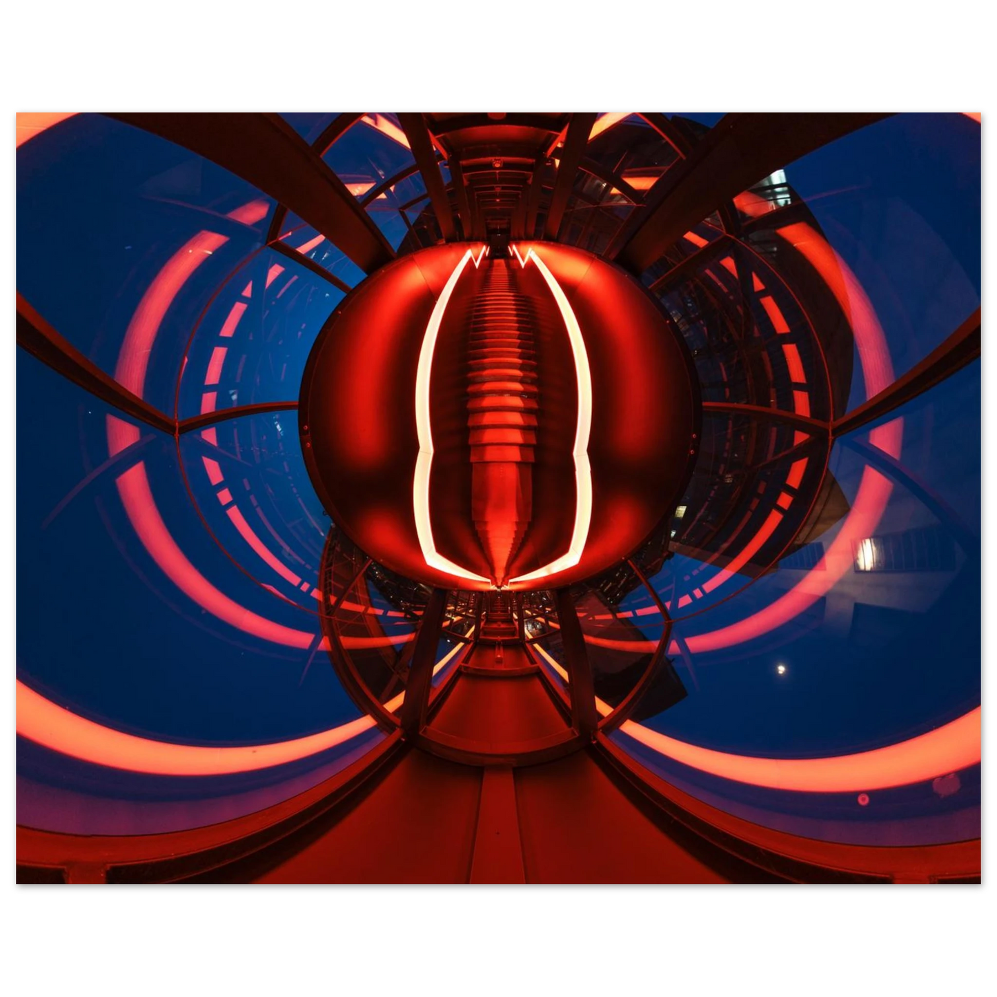 Wandbild futuristischer neon tunnel in sattem rot waehle aus 25 groessen