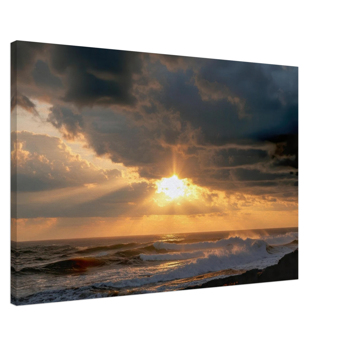 Wandbild dramatischer ozean sonnenuntergang kuestenkunst in ihrer wunschgroesse