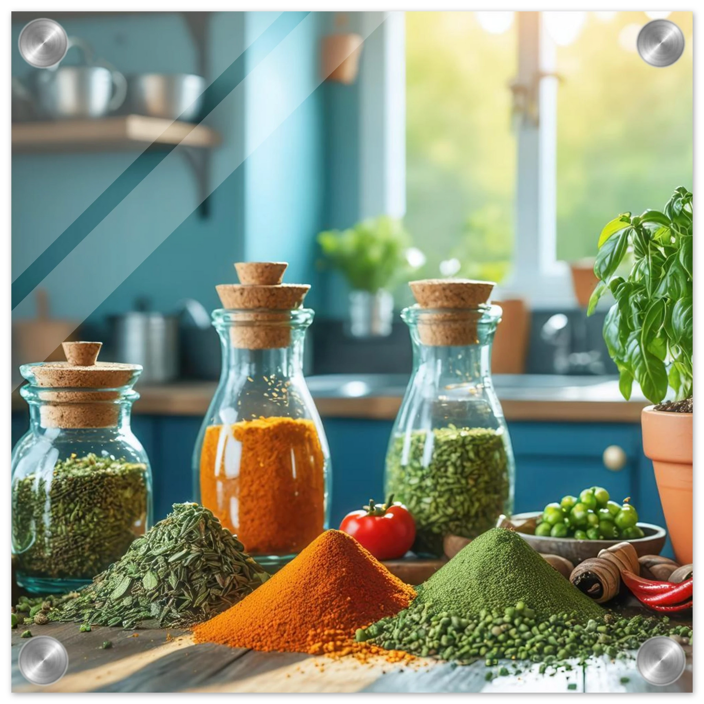 Wandbild lebendige kuechenkraeuter und gewuerze frische wuerze fuer ihr zuhause