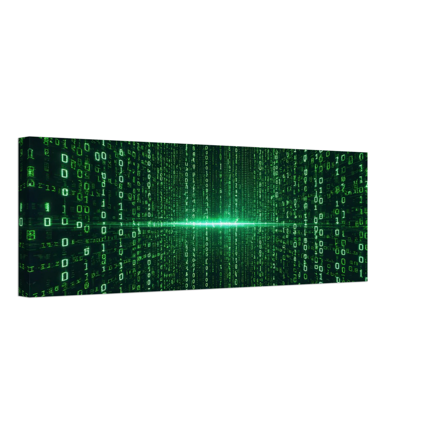 Wandbild digital matrix art gruene binaercode illusion fuer ihr zuhause oder buero erhaeltlich in vielen groessen