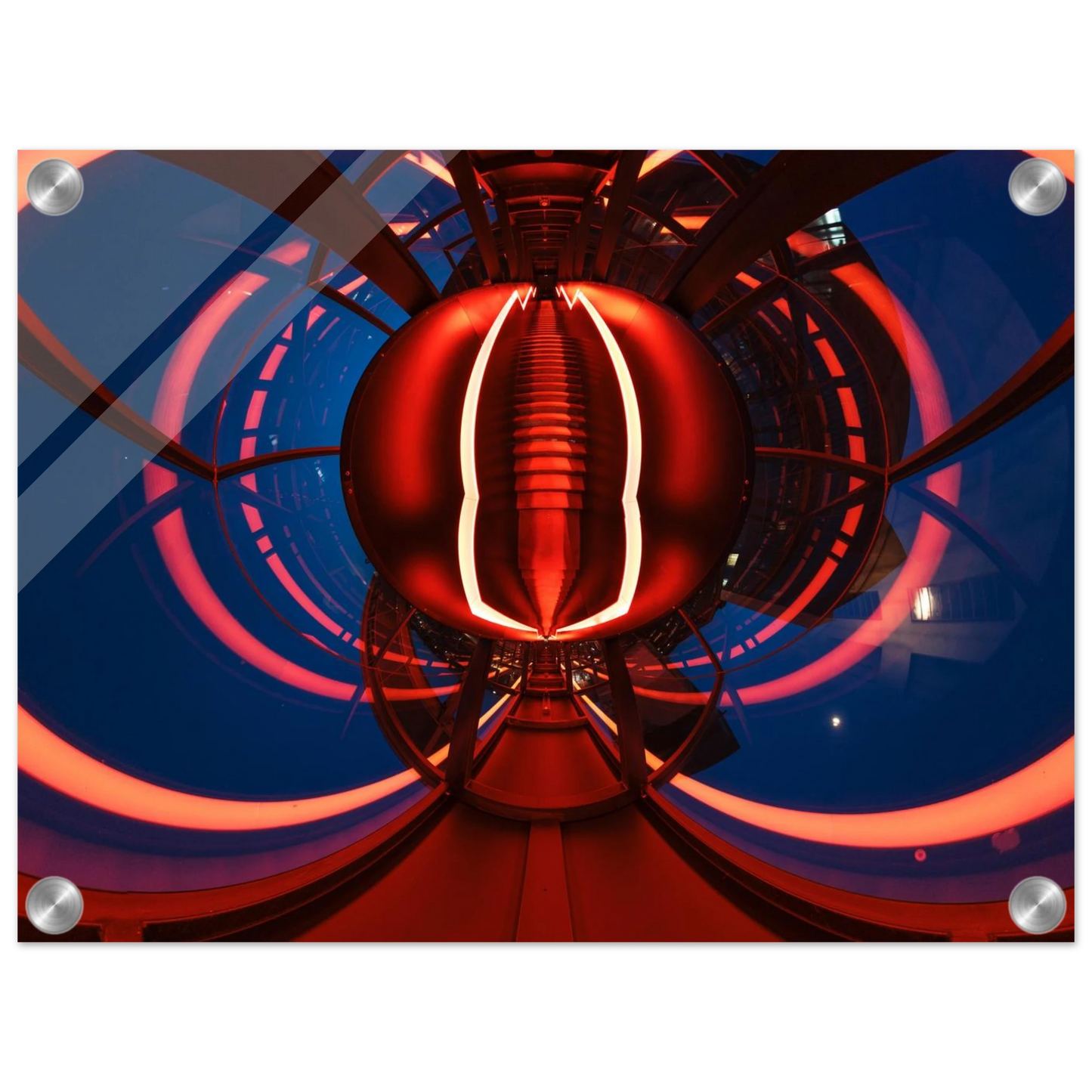 Wandbild futuristischer neon tunnel in sattem rot waehle aus 25 groessen