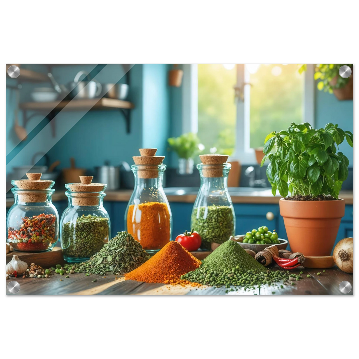 Wandbild lebendige kuechenkraeuter und gewuerze frische wuerze fuer ihr zuhause