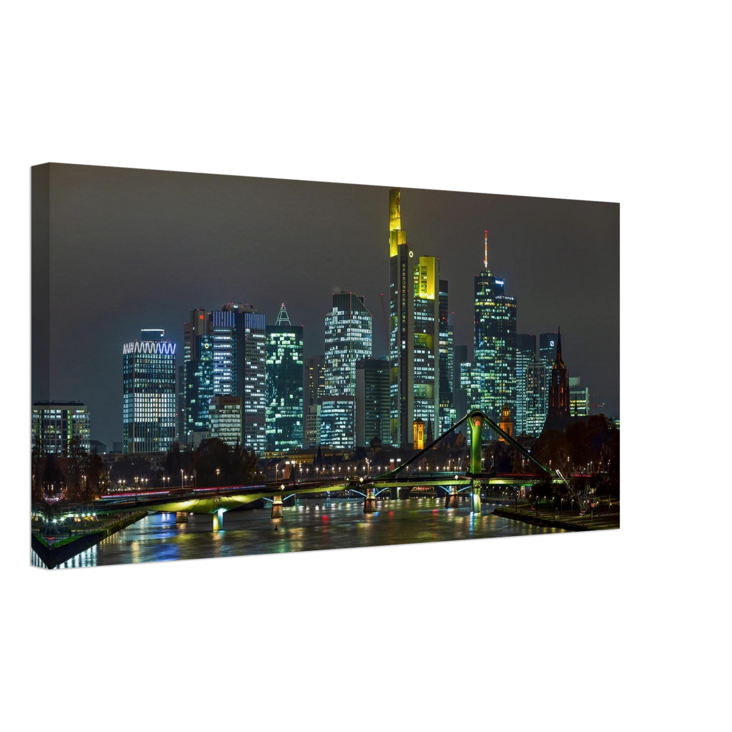 Wandbild frankfurt skyline bei nacht lebendige stadtlandschaft fuer ihr zuhause in vielen groessen