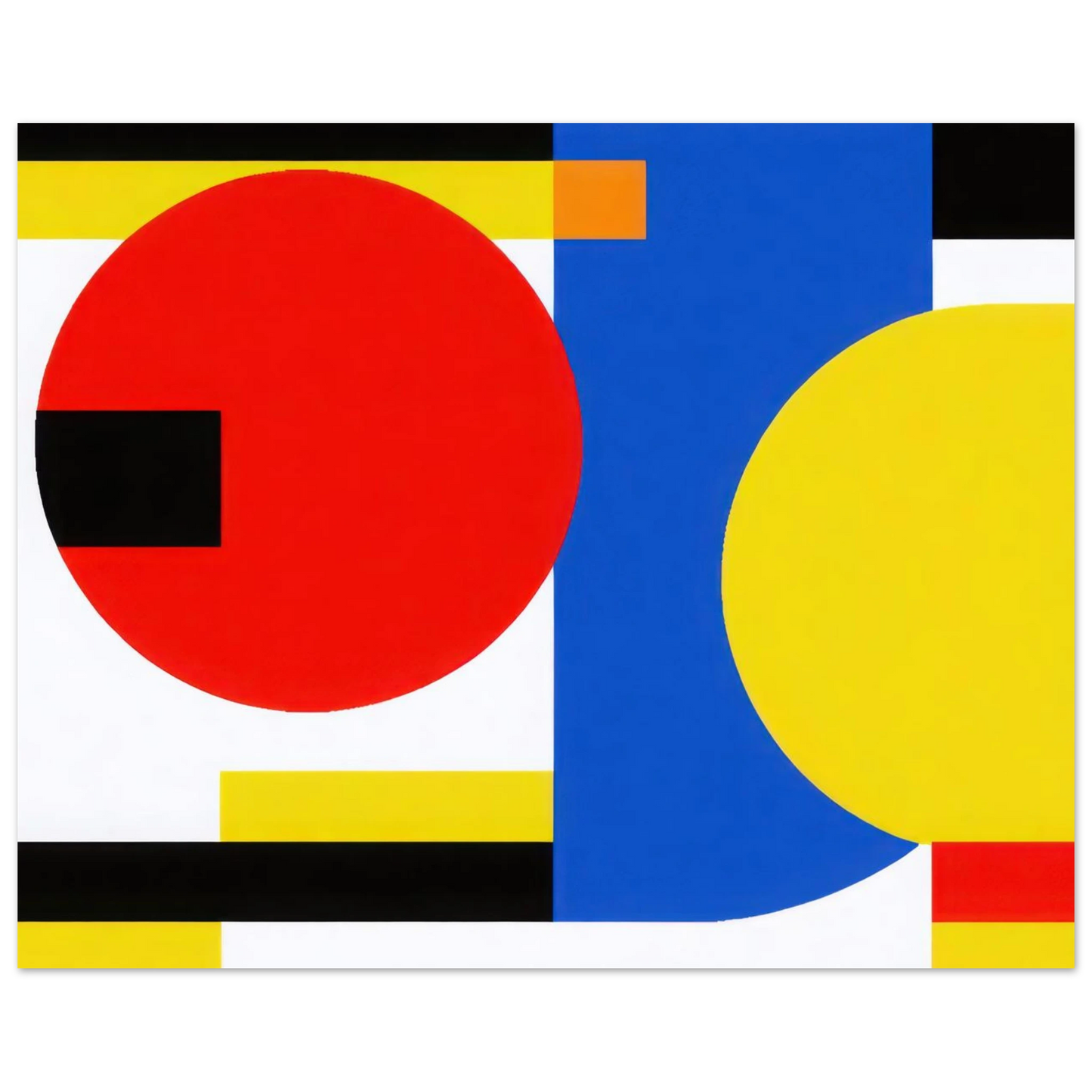 Wandbild bauhaus inspirierte komposition in leuchtendem rot blau gelb abstrakte kunst fuer ihr zuhause