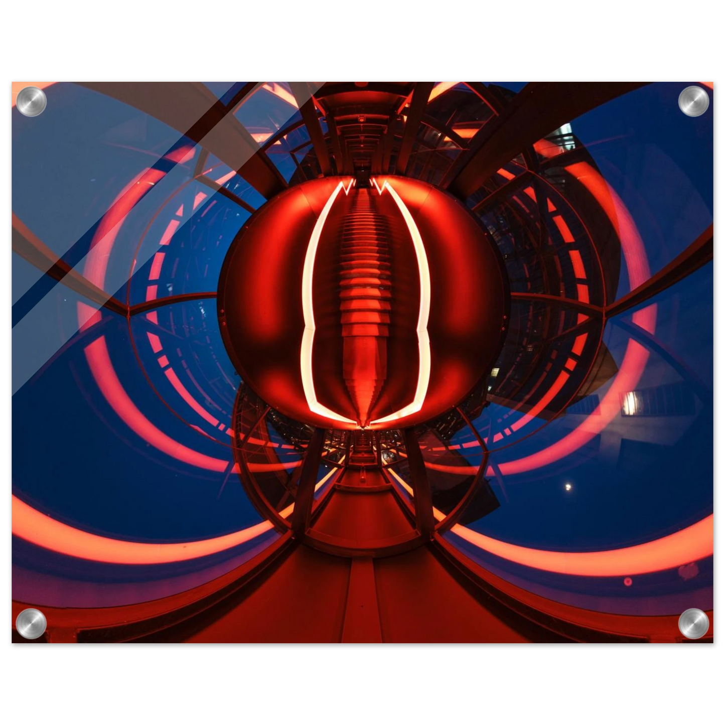 Wandbild futuristischer neon tunnel in sattem rot waehle aus 25 groessen