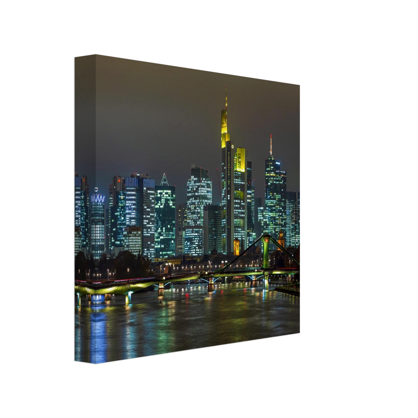 Wandbild frankfurt skyline bei nacht lebendige stadtlandschaft fuer ihr zuhause in vielen groessen