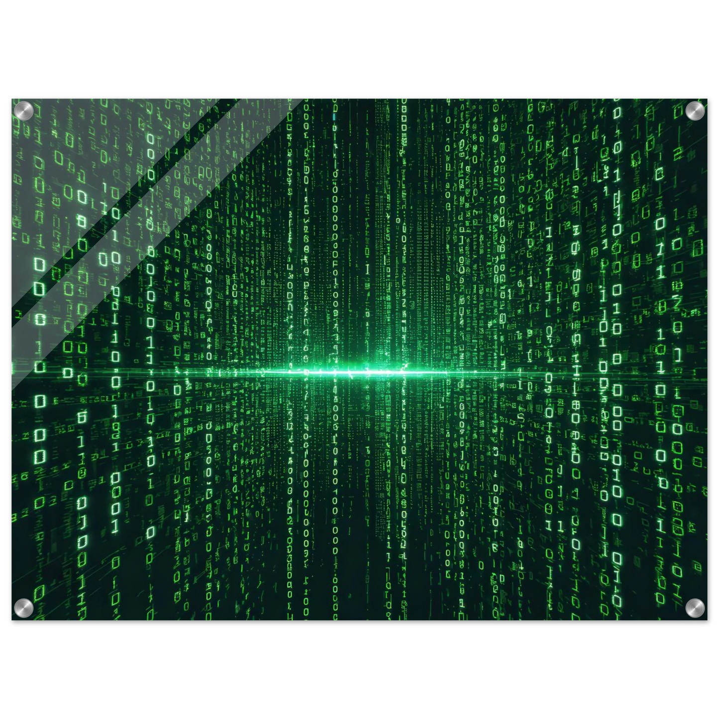 Wandbild digital matrix art gruene binaercode illusion fuer ihr zuhause oder buero erhaeltlich in vielen groessen