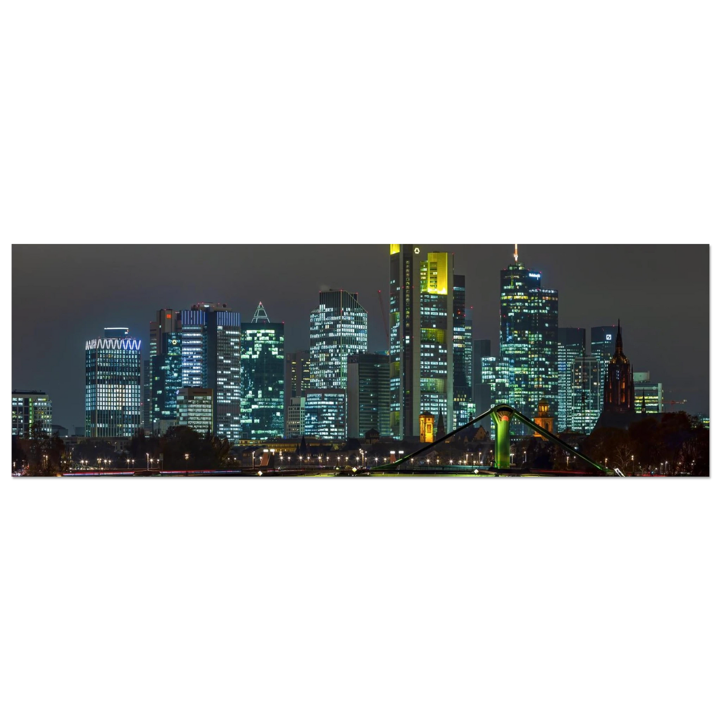 Wandbild frankfurt skyline bei nacht lebendige stadtlandschaft fuer ihr zuhause in vielen groessen
