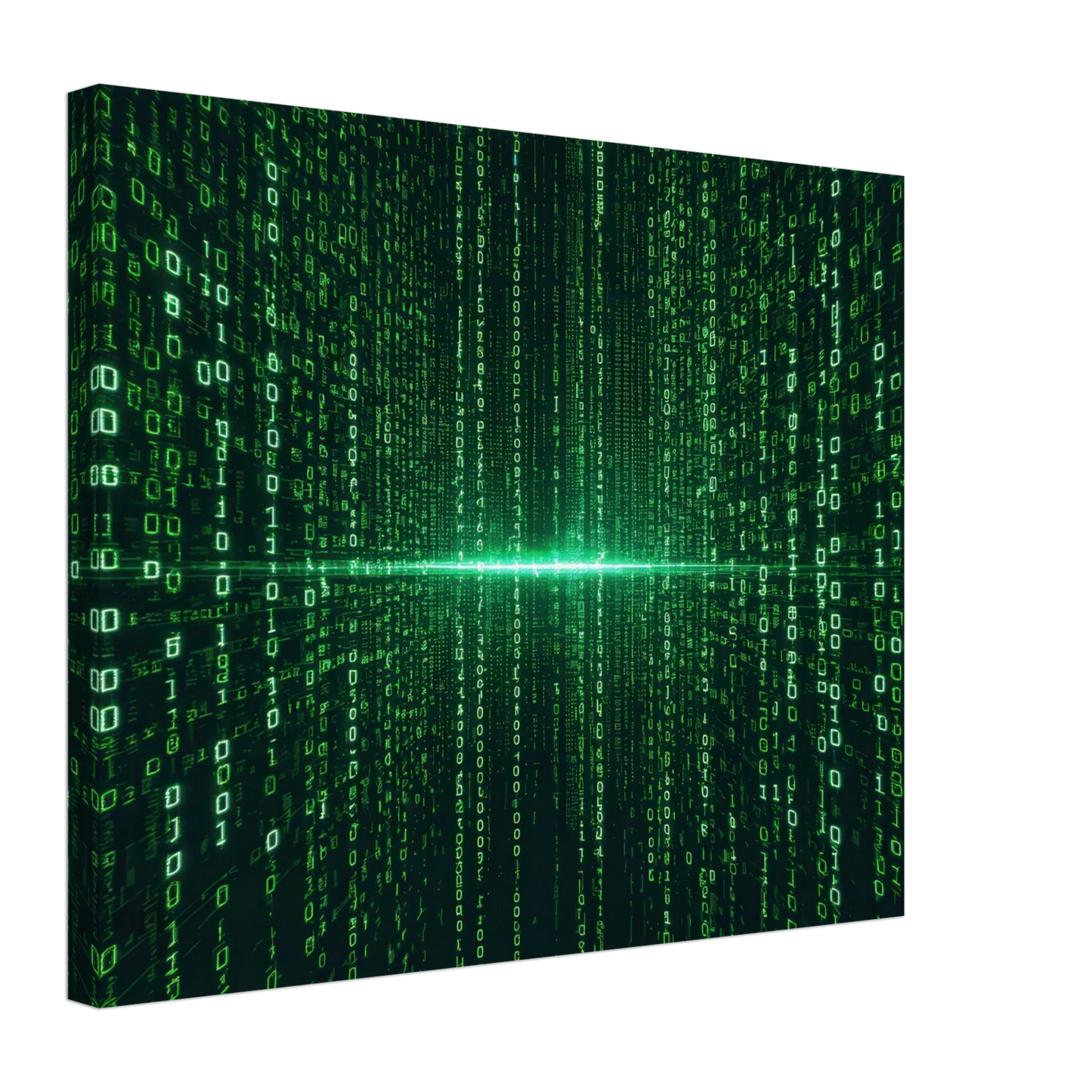 Wandbild digital matrix art gruene binaercode illusion fuer ihr zuhause oder buero erhaeltlich in vielen groessen