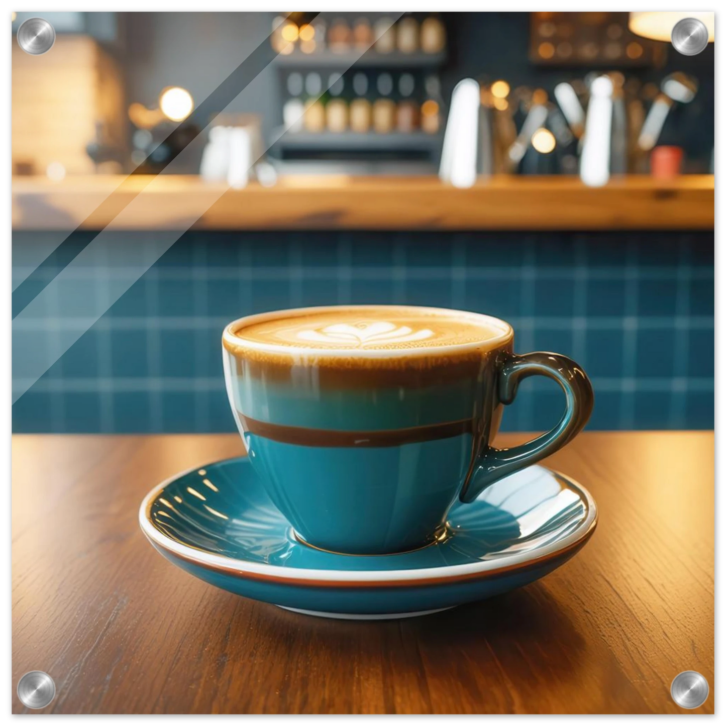 Wandbild deep teal latte einladende kaffeehaus atmosphaere fuer ihr zuhause in vielen groessen