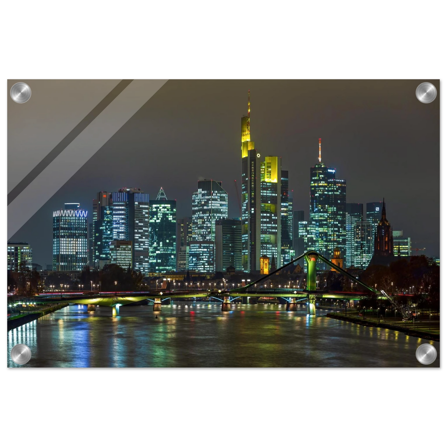 Wandbild frankfurt skyline bei nacht lebendige stadtlandschaft fuer ihr zuhause in vielen groessen
