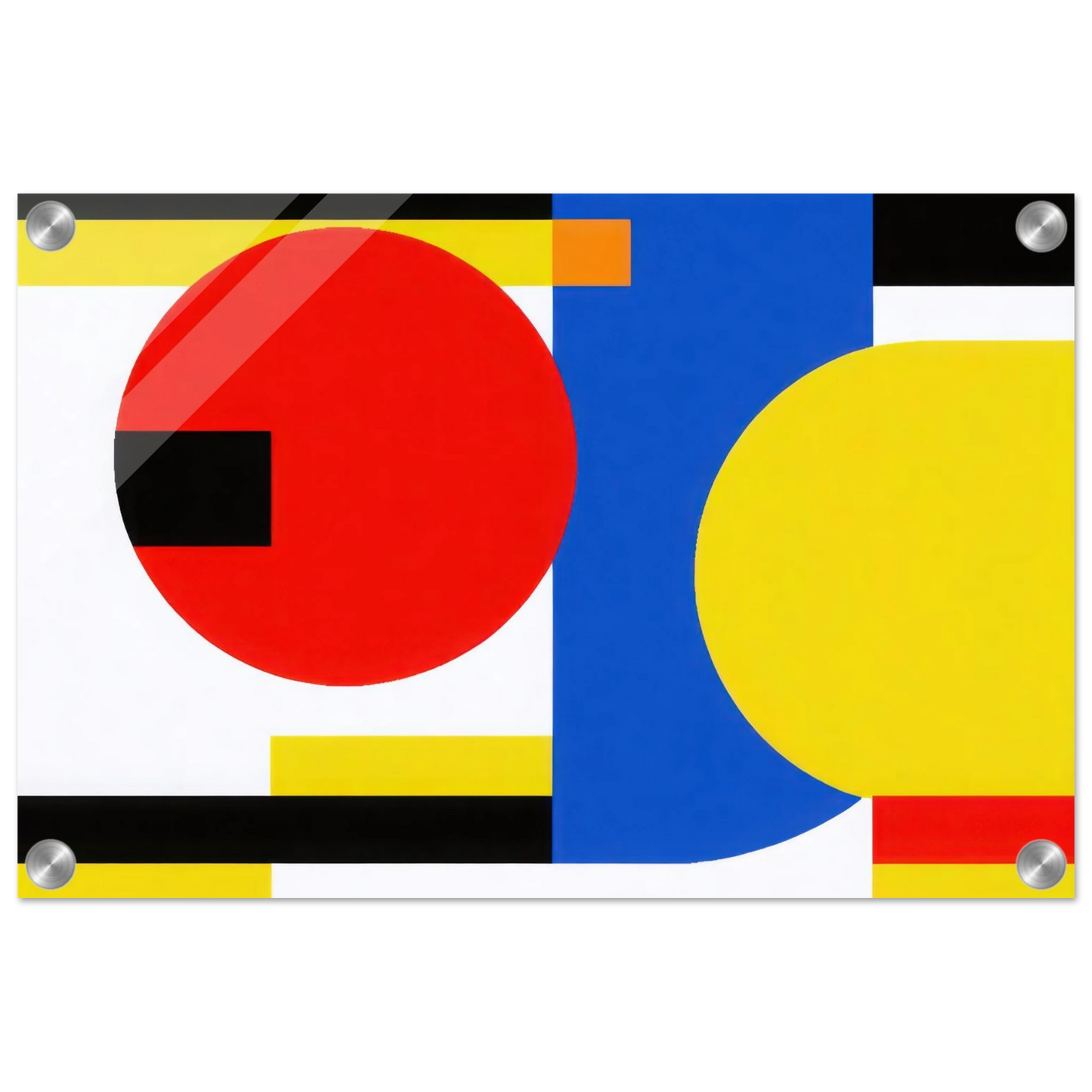 Wandbild bauhaus inspirierte komposition in leuchtendem rot blau gelb abstrakte kunst fuer ihr zuhause